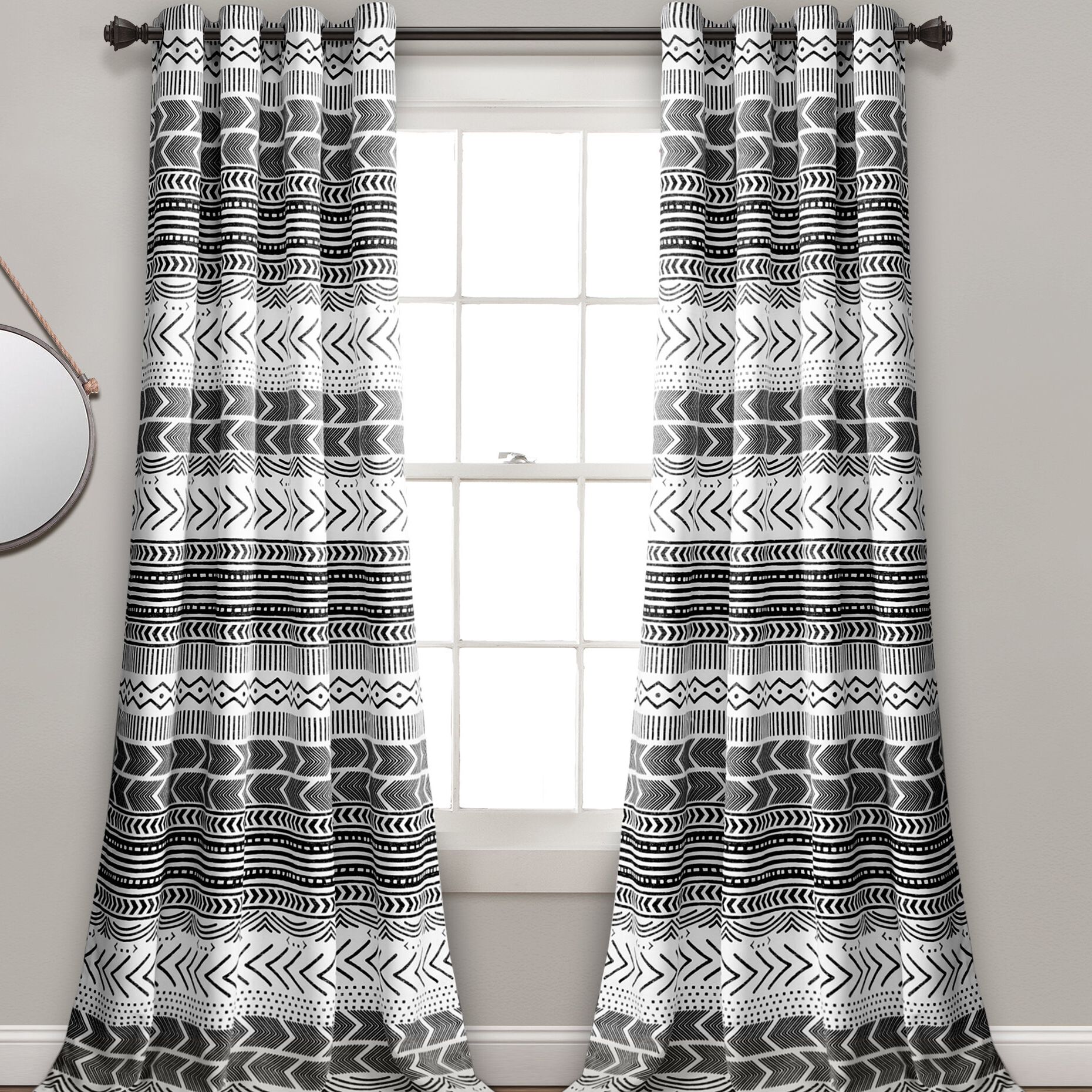 Room Darkening Window Curtain Panel Pairs Throughout Widely Used Tidwell Geometric Room Darkening Curtain Panel Pair (View 9 of 20)