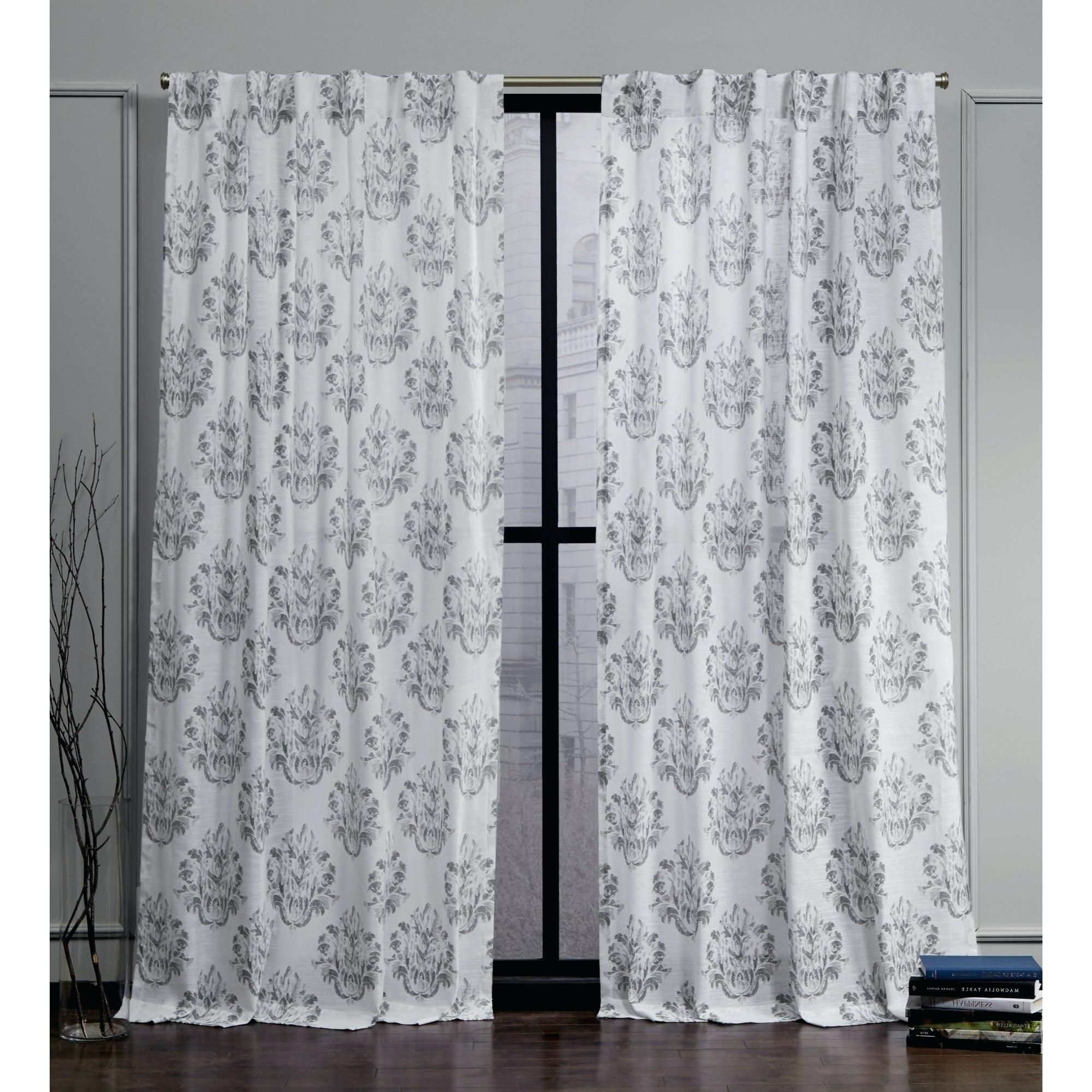 Sarong Grey Printed Cotton Pole Pocket Single Curtain Panels Throughout Popular Gray Damask Curtains – Earnestpreciado (View 18 of 20)