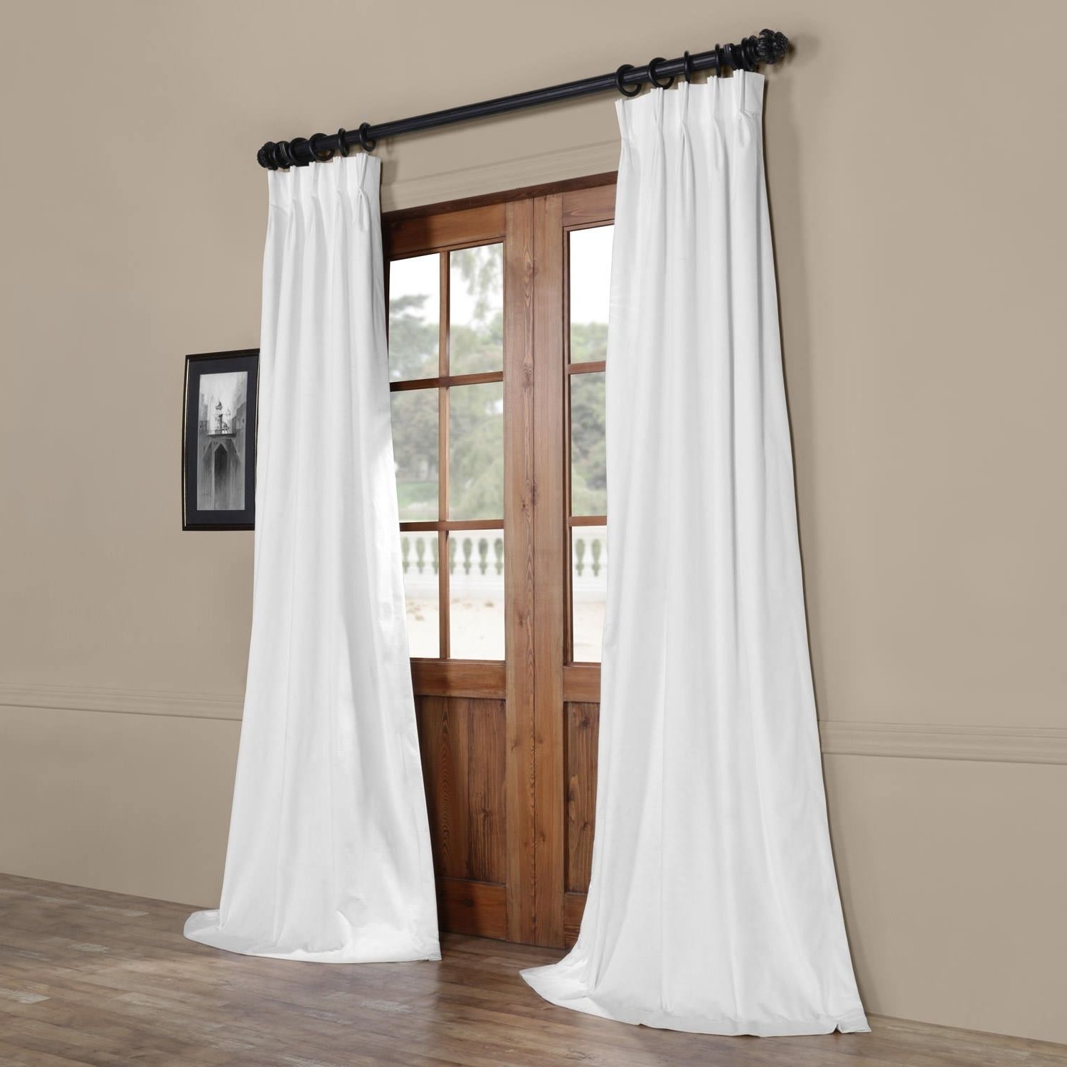 Signature Ivory Velvet Blackout Single Curtain Panels Pertaining To Widely Used Exclusive Fabrics Signature Pinch Pleated Blackout Solid Velvet Curtain  Panel (View 16 of 20)
