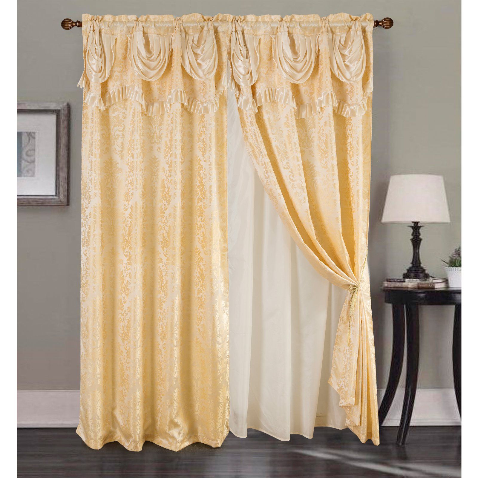 Single Curtain Panels Within Fashionable Sparta Jacquard 54 X 84 In. Rod Pocket Single Curtain Panel W/ Attached 18  In (View 15 of 20)