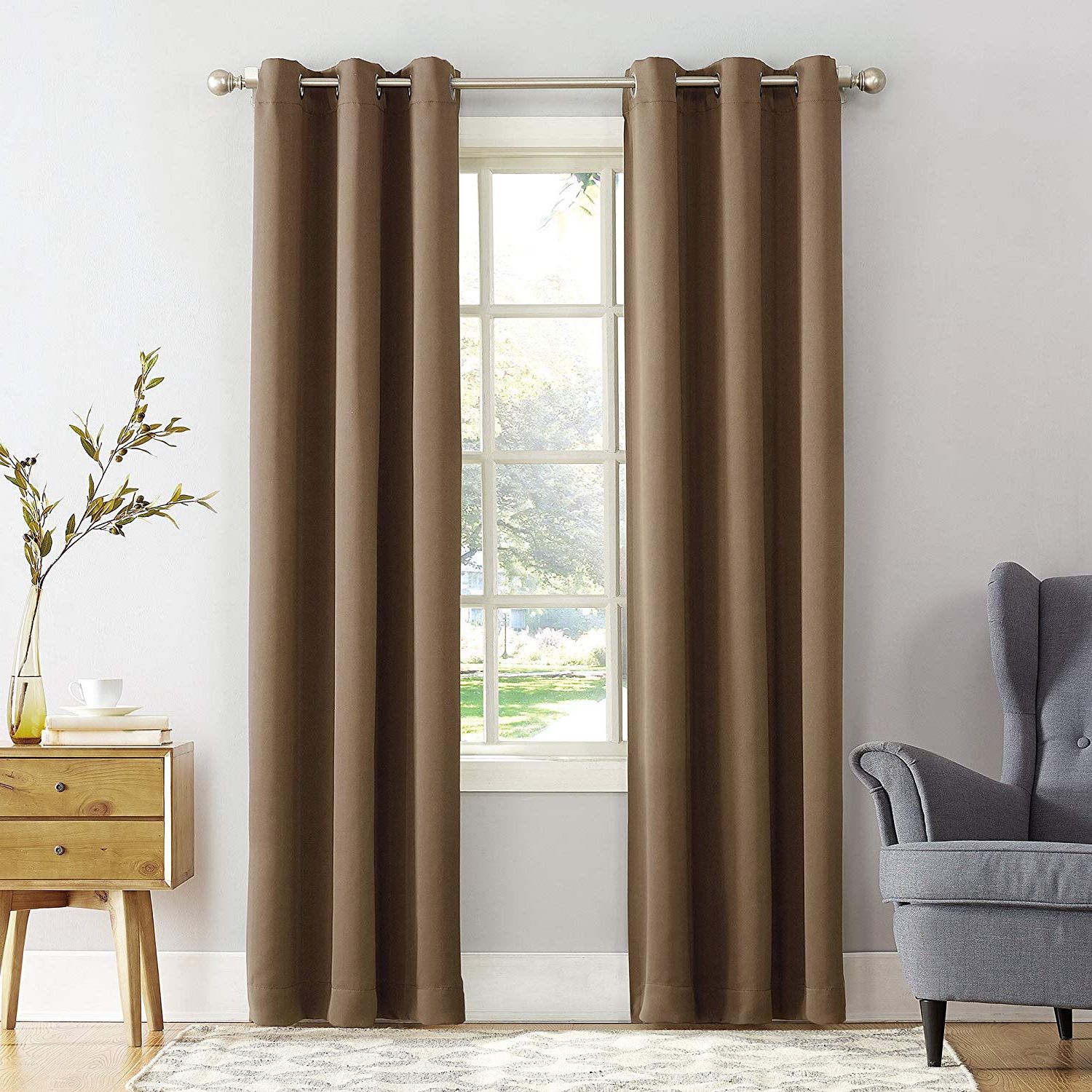 Sun Zero Easton Blackout Energy Efficient Grommet Curtain Panel, 40" X 84",  Barley Brown Regarding Best And Newest Cyrus Thermal Blackout Back Tab Curtain Panels (View 13 of 20)