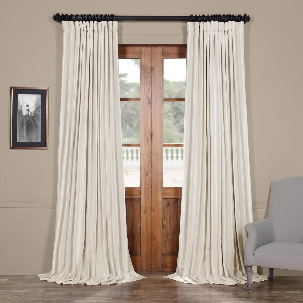 Trendy Off White Vintage Faux Textured Silk Curtains Inside Exclusive Fabrics & Furnishings Off White Blackout Extra Wide Vintage  Textured Faux Dupioni Curtain – 100 In. W X 108 In (View 3 of 20)