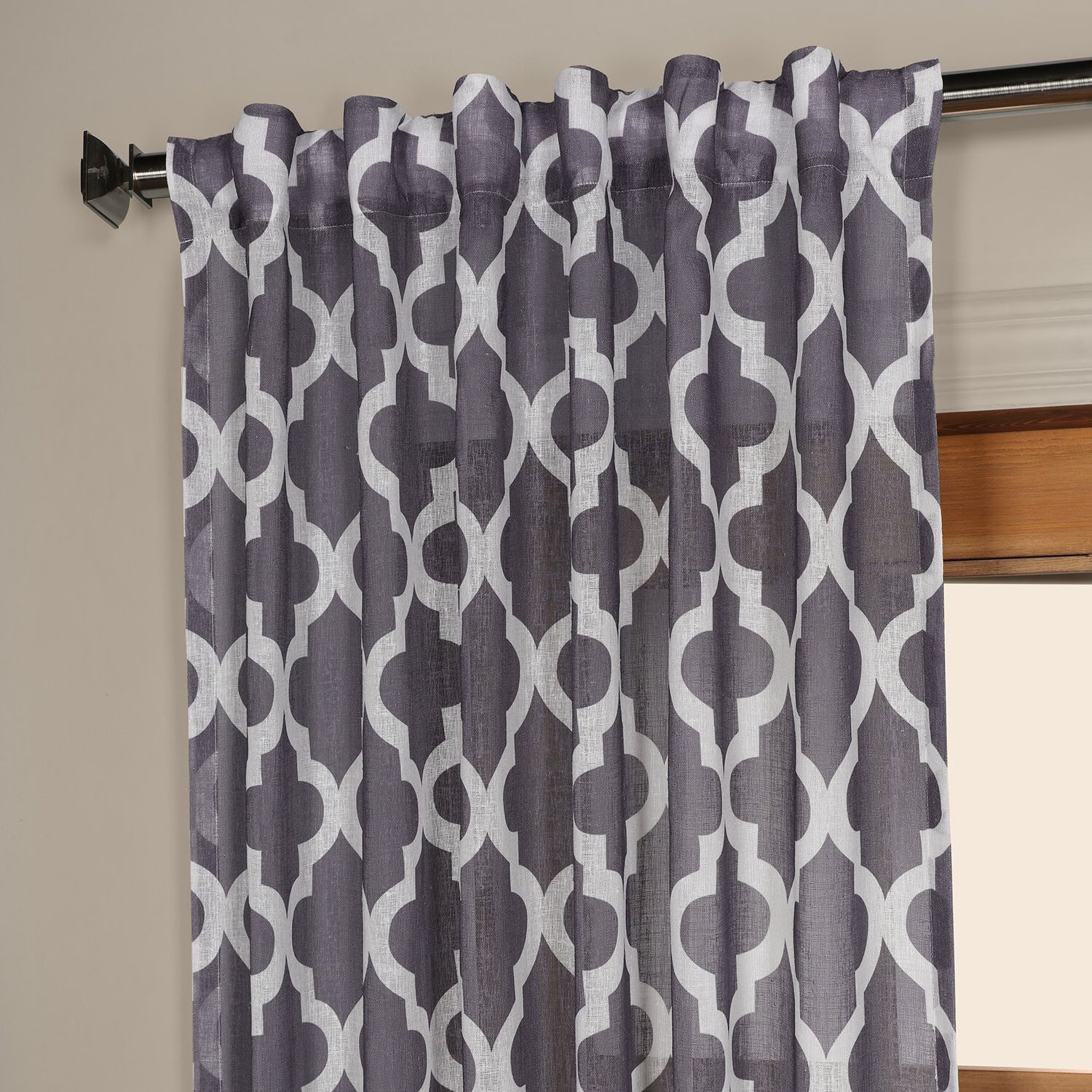 Trendy Tab Top Sheer Single Curtain Panels Throughout Details About Alcott Hill Appalachian Geometric Sheer Tab Top Single  Curtain Panel (View 20 of 20)