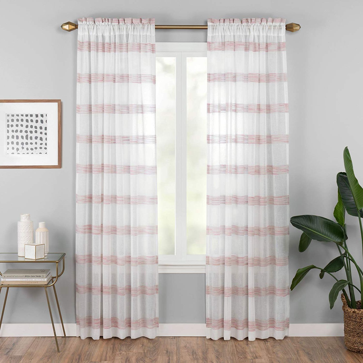 Vue Elements Priya Tab Top Window Curtains With Regard To Widely Used Amazon: Vue Kyoto Semi Sheer Window Curtain Panel 52x (View 14 of 20)