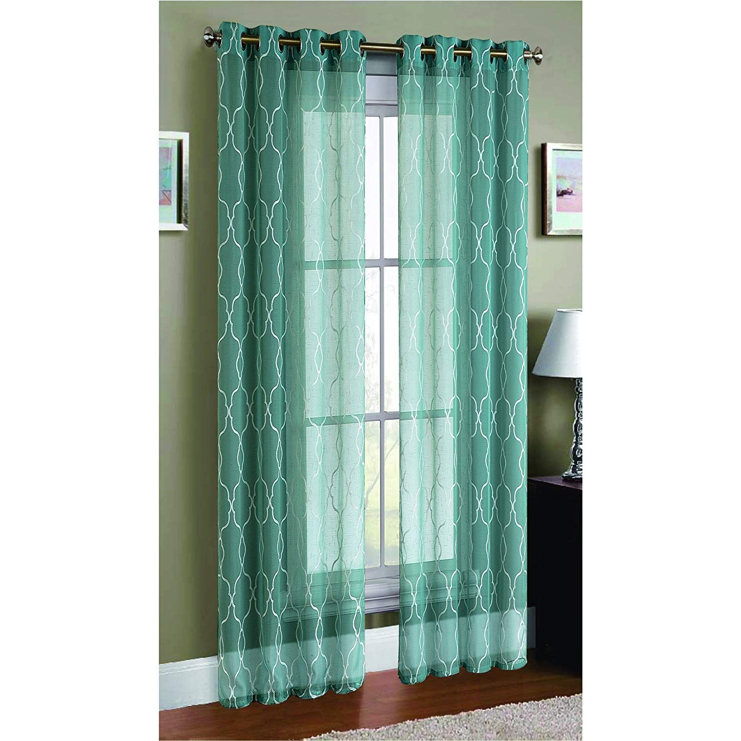 Wavy Leaves Embroidered Sheer Extra Wide Grommet Curtain Panels Within Favorite Window Elements Boho Embroidered Sheer Faux Linen Extra Wide 108 X 96 In (View 16 of 20)