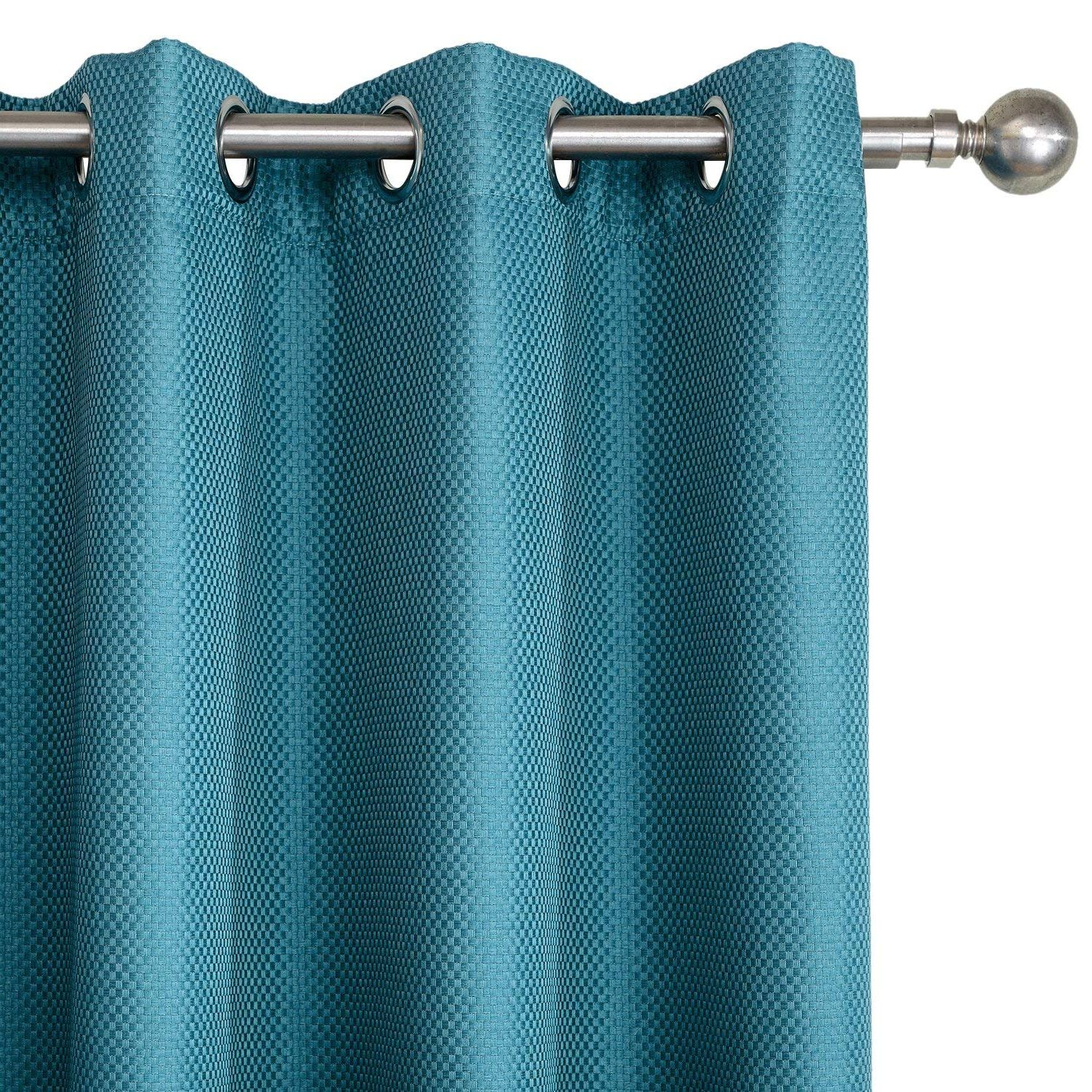 Well Known Chadmade Extra Wide Heavyweight Polyester Faux Linen Waffle Basket Weave  Blackout Insulated Thermal Curtain Panel Drape Nickel Grommet Blue 120wx96l With Regard To Faux Linen Extra Wide Blackout Curtains (View 20 of 21)
