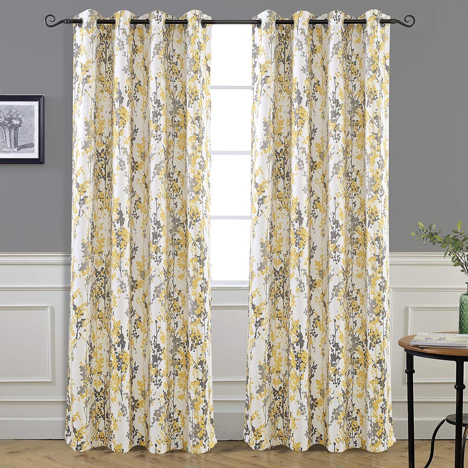 Well Known Driftaway Leah Abstract Floral Blossom Ink Painting Room Darkening Thermal  Insulated Grommet Unlined Window Curtains 2 Panels Each Size 52 Inch84 Intended For Leah Room Darkening Curtain Panel Pairs (View 16 of 20)