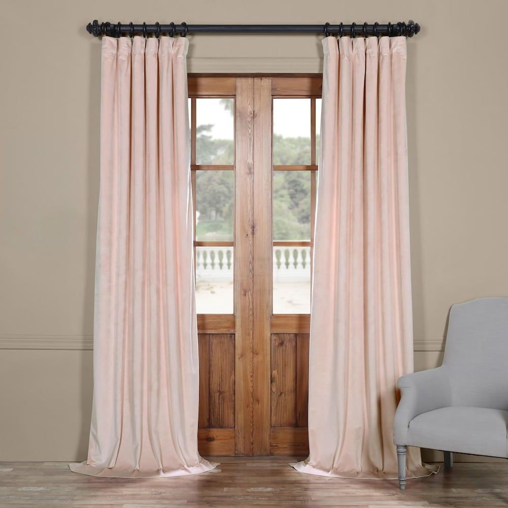 Well Known Heritage Plush Velvet Single Curtain Panels Regarding Eff 1 Panel Heritage Plush Velvet Curtain, Pink, 50x120 In (View 13 of 20)