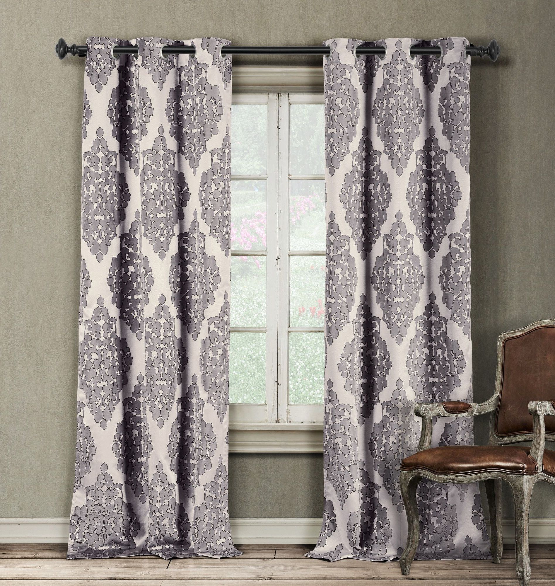 Well Known Pastel Damask Printed Room Darkening Grommet Window Curtain Panel Pairs For Found It At Wayfair – Catilie Curtain Panel (View 11 of 20)