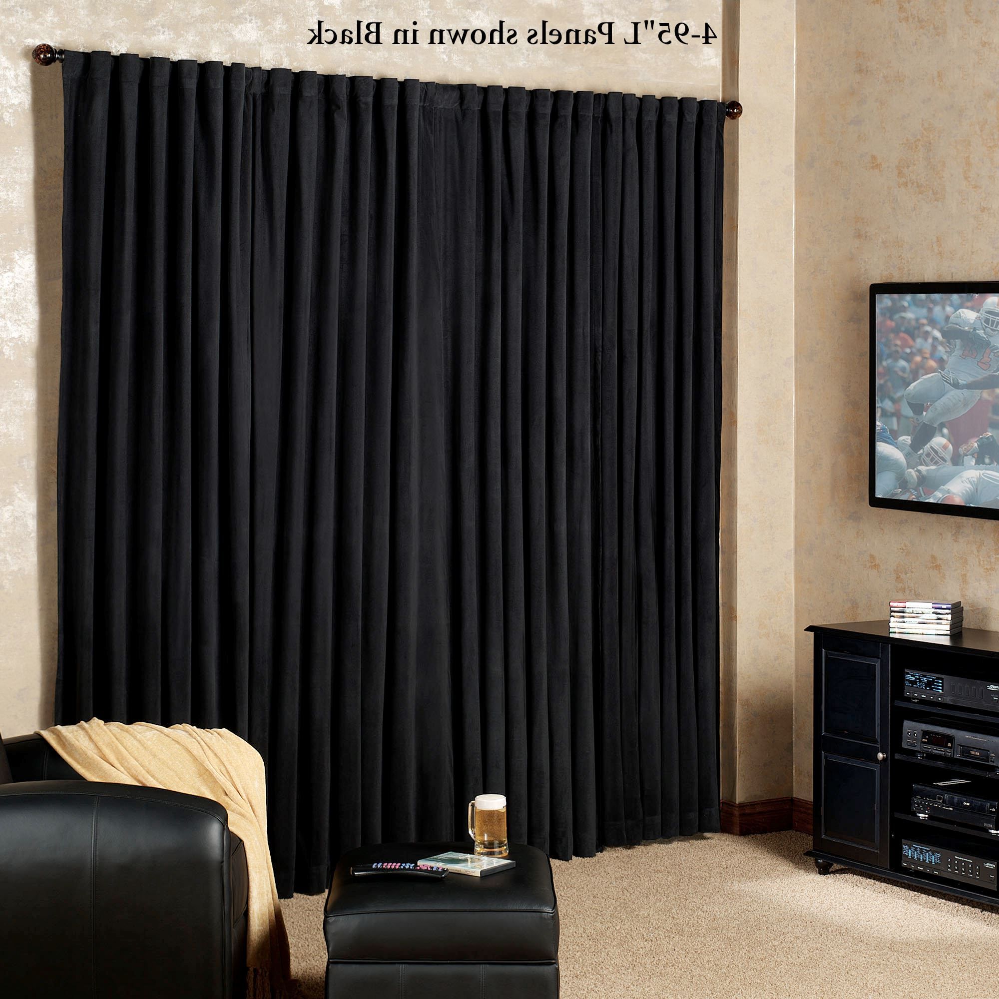 Well Known Solid Cotton True Blackout Curtain Panels Inside Absolute Zero Eclipse Home Theater Blackout Curtain Panels (View 14 of 20)