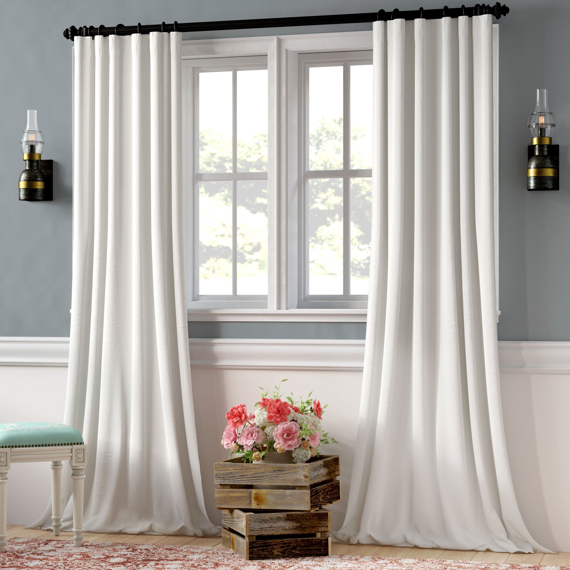 Well Liked Single Curtain Panels Within Clem Faux Linen Room Darkening Single Curtain Panel (View 4 of 20)
