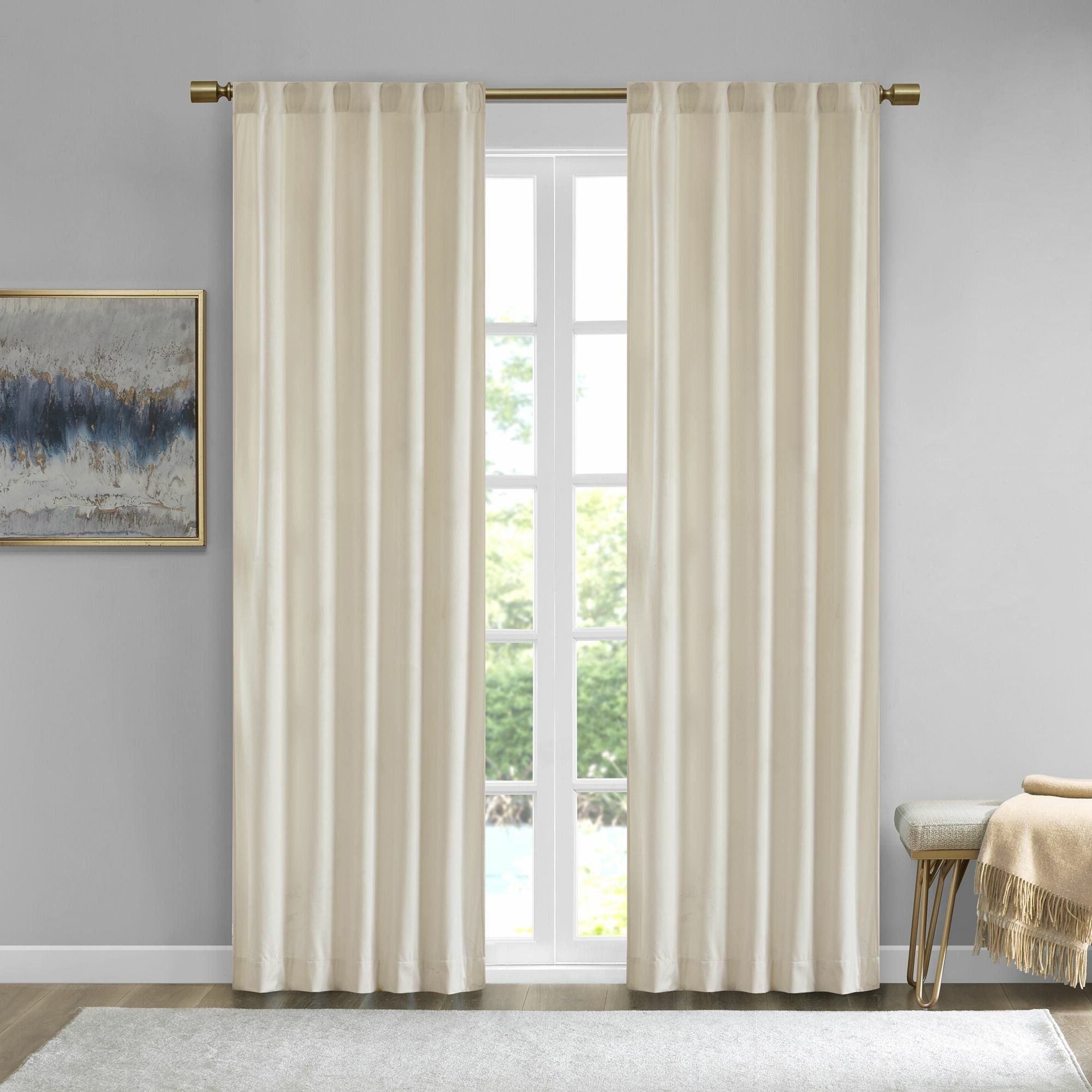 Widely Used Aurora Poly Velvet Solid Room Darkening Rod Pocket/tab Top Curtain Panels With Regard To Knotted Tab Top Window Curtain Panel Pairs (View 19 of 20)