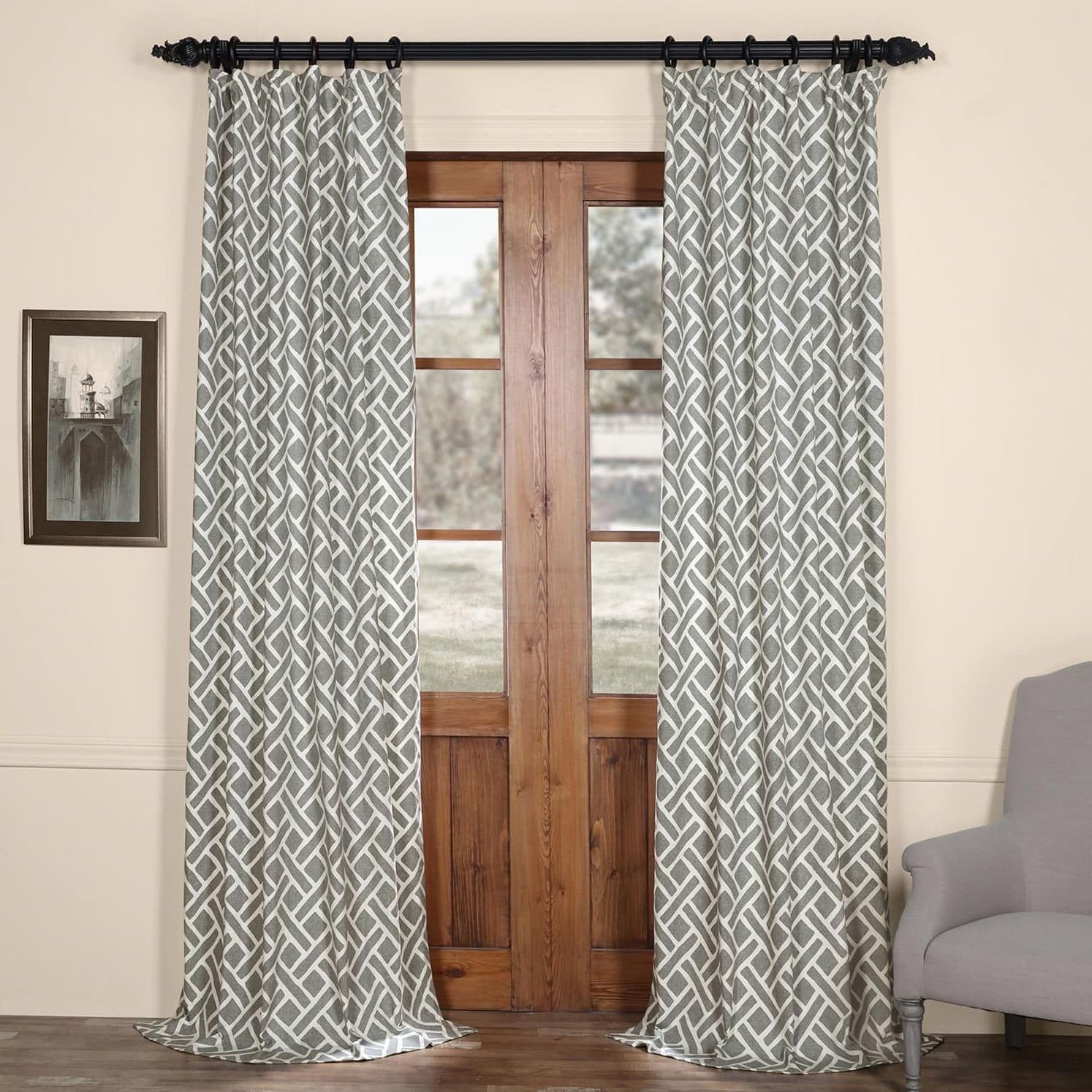 Widely Used Exclusive Fabrics Martinique Geometric Pattern Cotton Throughout Sarong Grey Printed Cotton Pole Pocket Single Curtain Panels (View 16 of 20)