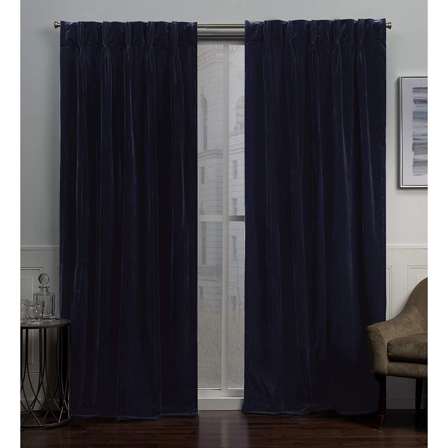 Widely Used Exclusive Home Curtains Velvet Pp Panel Pair, 96" Length, Navy For Velvet Heavyweight Grommet Top Curtain Panel Pairs (View 13 of 20)