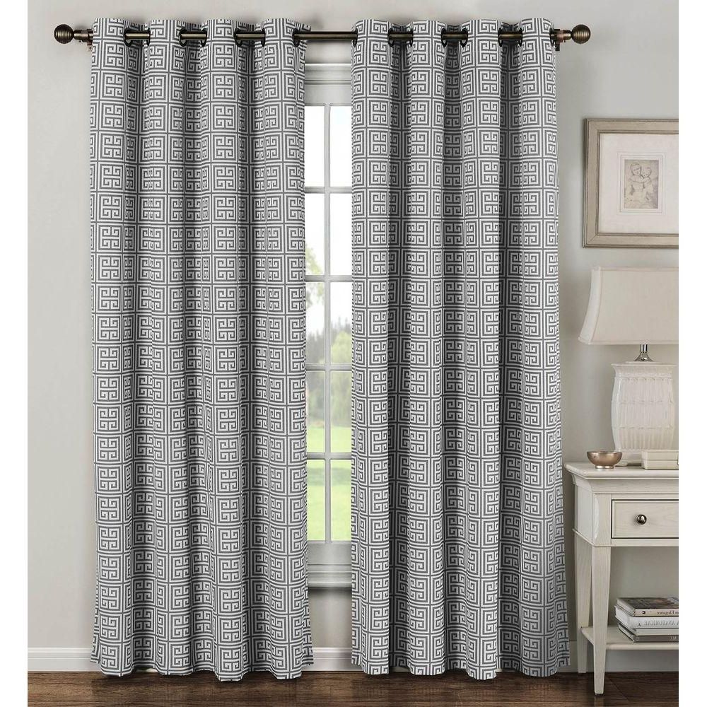 Window Elements Semi Opaque Greek Key Cotton Blend Extra Wide 96 In (View 18 of 20)