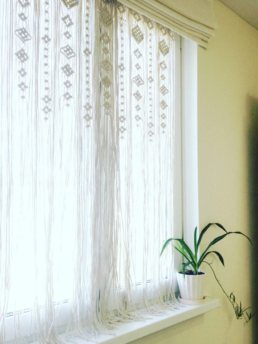 34 Of The Best Macrame Hanging & Textile Art Ideas On Any For Recent Class Blue Cotton Blend Macrame Trimmed Decorative Window Curtains (View 17 of 17)