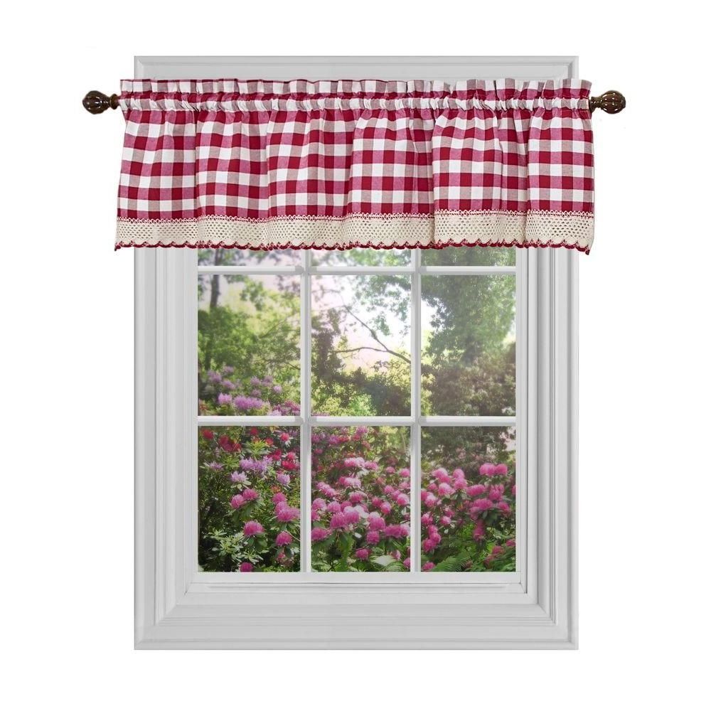 Achim Buffalo Check 14 In. L Polyester/cotton Valance In Intended For Well Liked Burgundy Cotton Blend Classic Checkered Decorative Window Curtains (Photo 15 of 20)