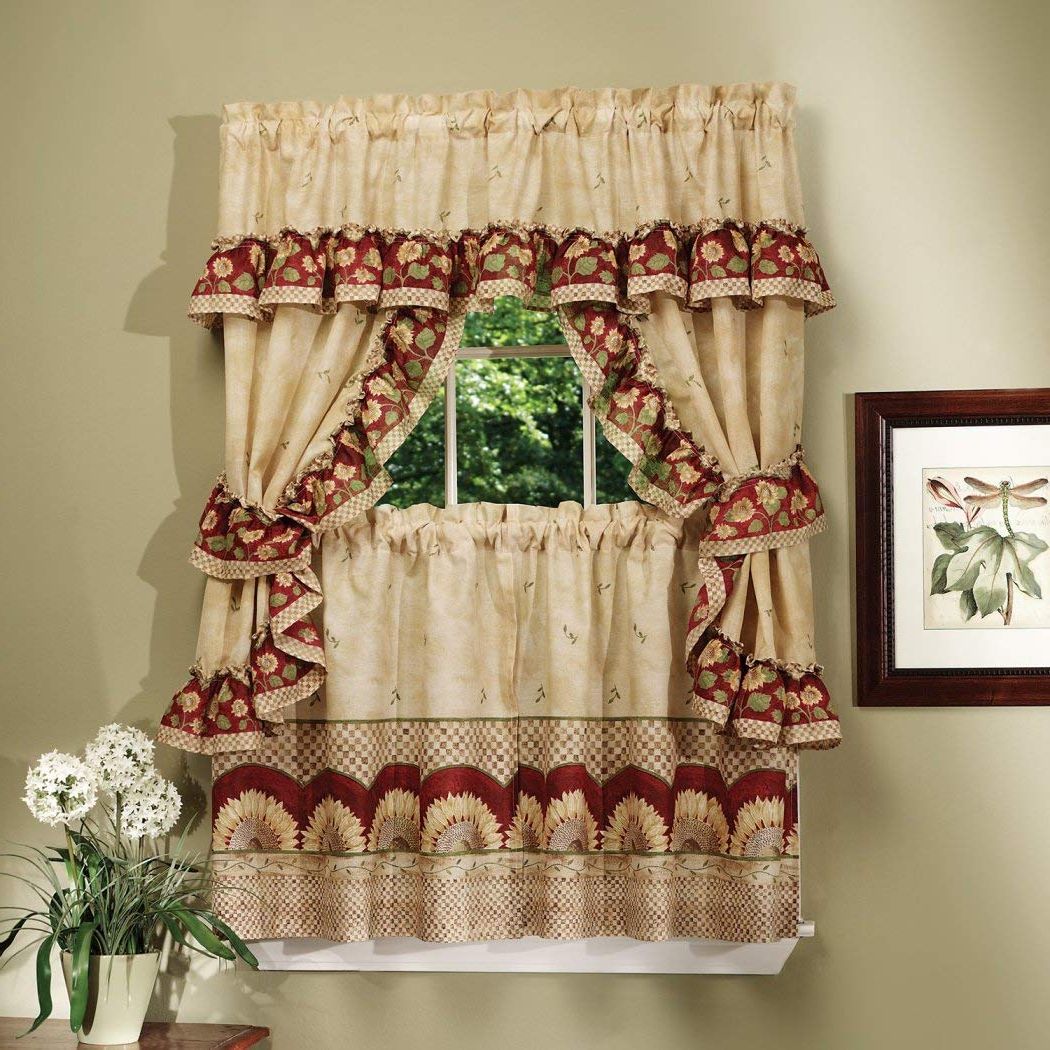 Amazon: Dh 5 Piece 36 Inch Orange Color Black Eyed Susan Intended For Widely Used Top Of The Morning Printed Tailored Cottage Curtain Tier Sets (View 4 of 20)