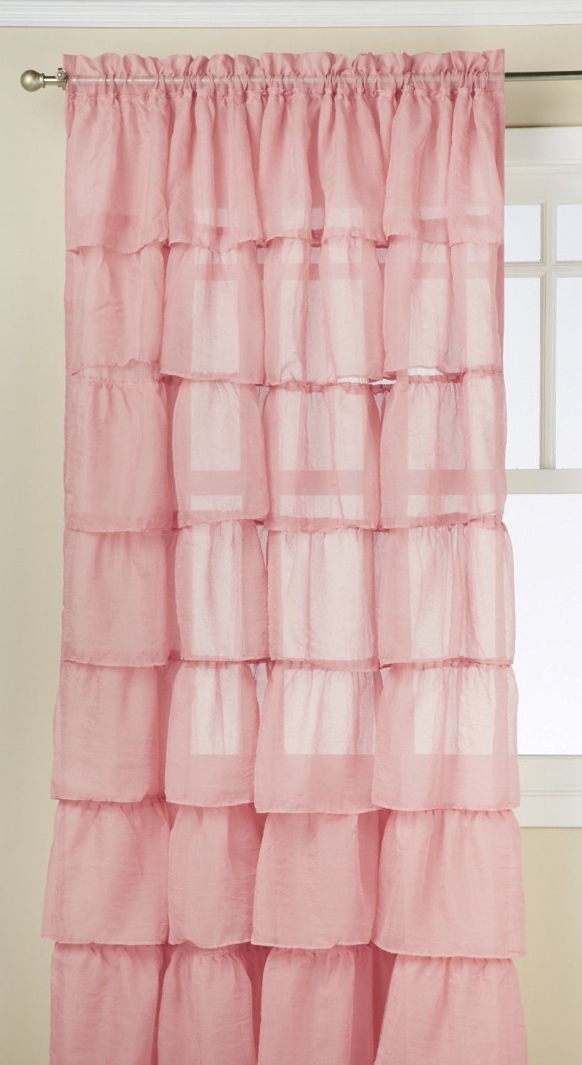 Buy Green 84" Long Gypsy Shabby Chic Ruffled Fabric Shower Pertaining To 2021 Elegant Crushed Voile Ruffle Window Curtain Pieces (View 15 of 20)