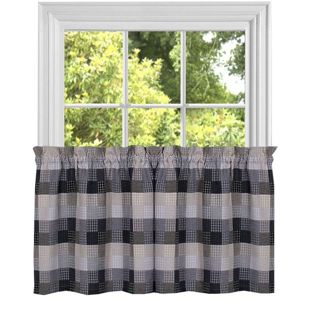 Cotton Blend Classic Checkered Decorative Window Curtains For Most Up To Date Black Cotton Blend Classic Checkered Decorative Window Curtain Separates  Tier Pair Or Valance (View 4 of 20)