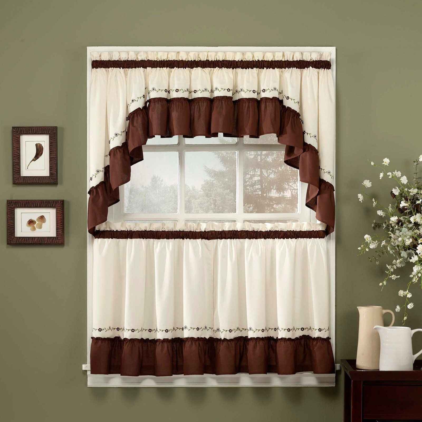 Cotton Lace 5 Piece Window Tier And Swag Sets With Regard To Most Up To Date Chf Industries Jayden Window Swag – One Pair Chocolate In (View 3 of 20)
