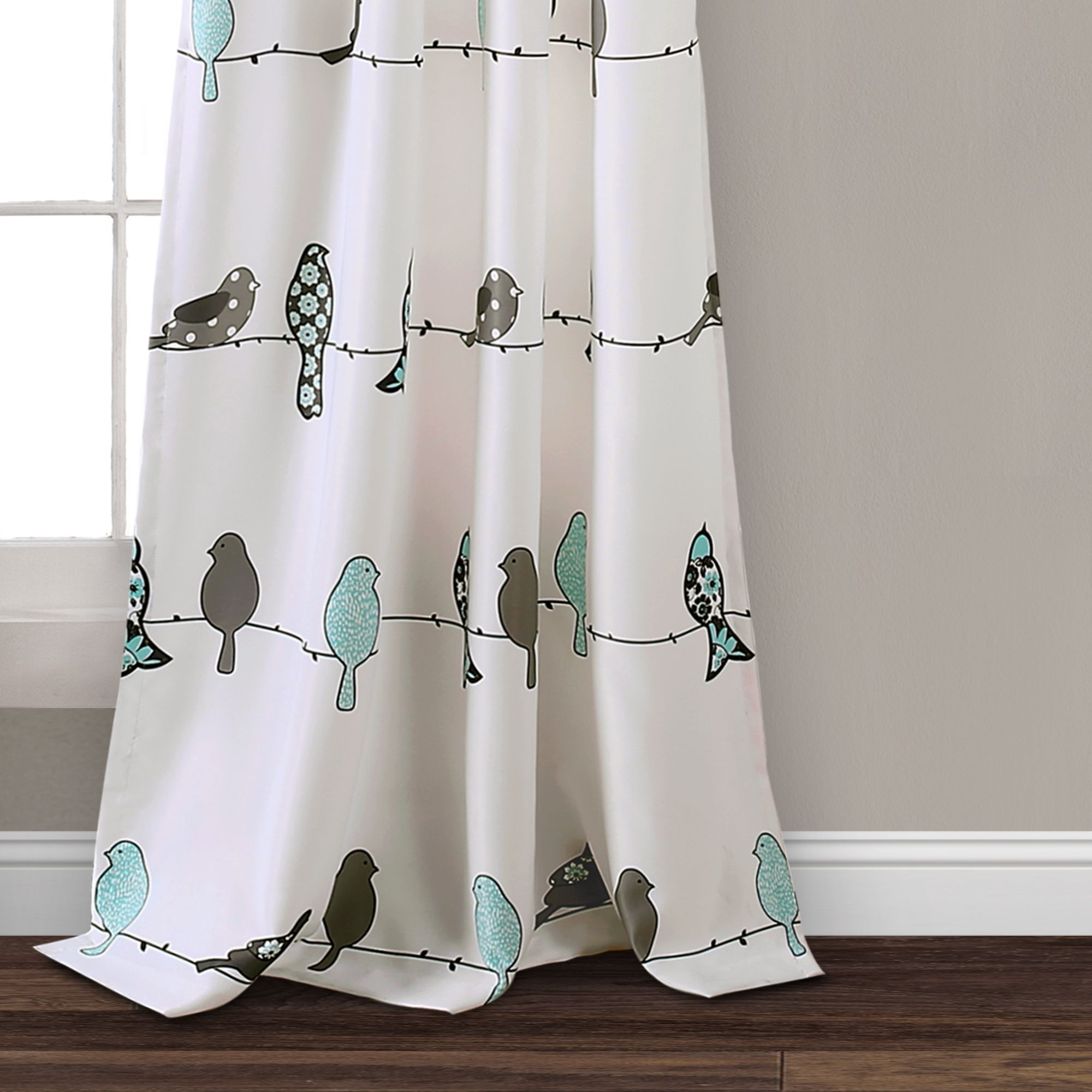 Details About Rowley Birds Room Darkening Window Curtain Panels Blush/gray  Set 52x84+2 Throughout Well Known Rowley Birds Valances (View 14 of 20)