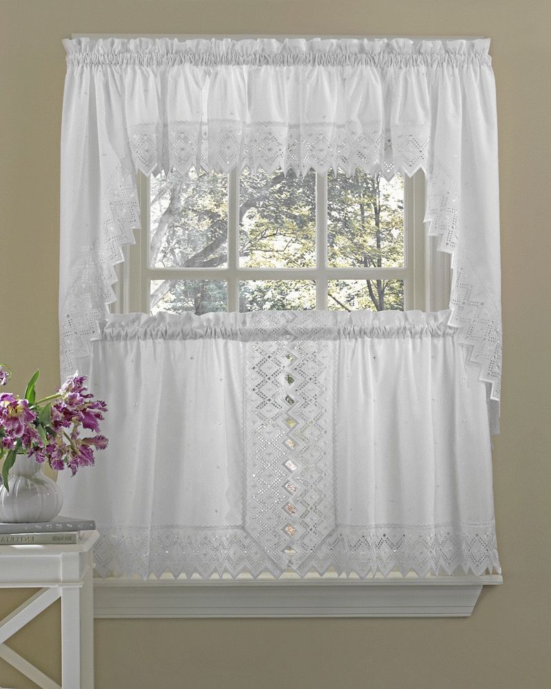 Embroidered Rod Pocket Kitchen Tiers In Well Liked Kitchen Tier Curtains – Nouveau Embroidered Kitchen Curtains (View 11 of 20)