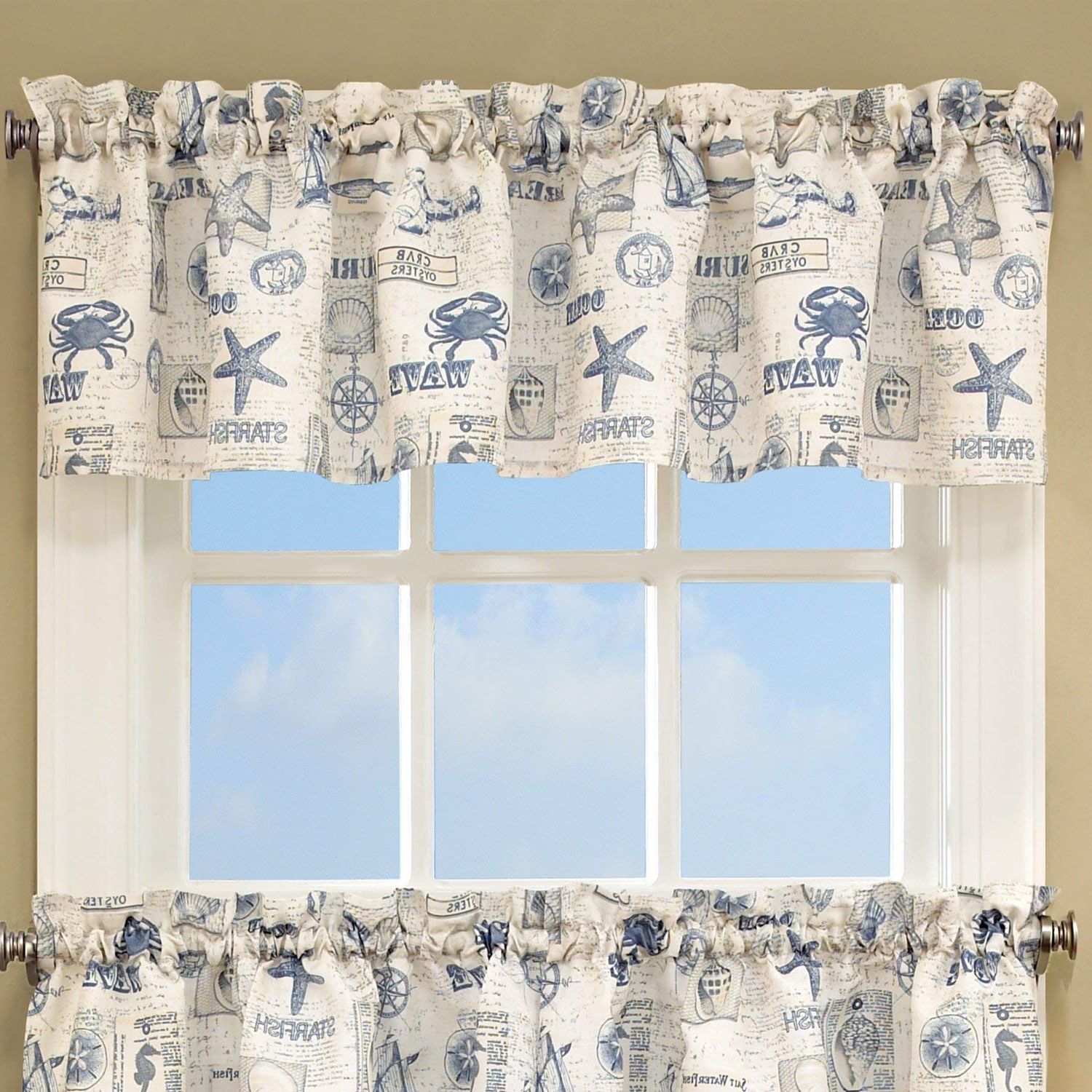 Favorite Bed Bath N More Vintage Sea Shore All Over Printed: Amazon Regarding Vintage Sea Shore All Over Printed Window Curtains (View 1 of 20)