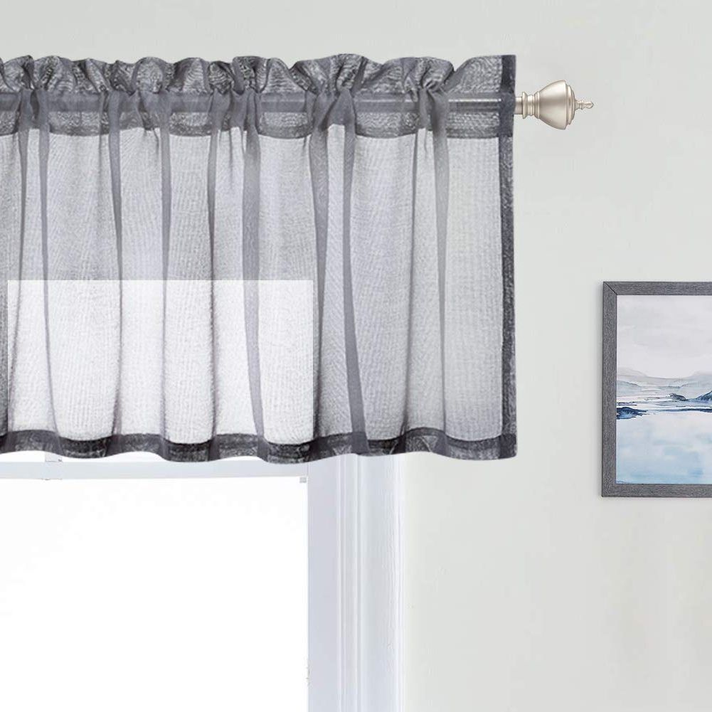 Favorite Luxury Light Filtering Straight Curtain Valances Pertaining To Haperlare Sheer Valances Curtain – Translucent Grey Small Window Valances  Semitransparent Voile Sheer Panels For Bathroom/kitchen/cafe – 54" W X 15" (View 7 of 20)