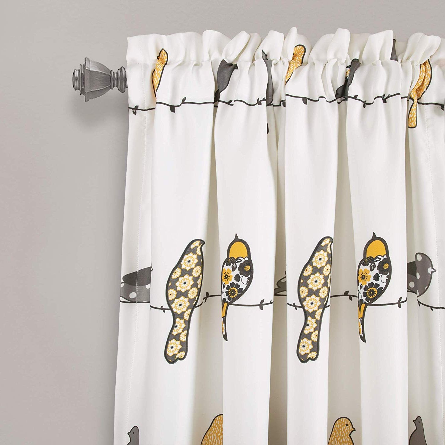 Favorite Rowley Birds Valances Intended For Lush Decor Rowley Birds Curtain Valance (single Panel), 18" L, Yellow & Gray (View 18 of 20)