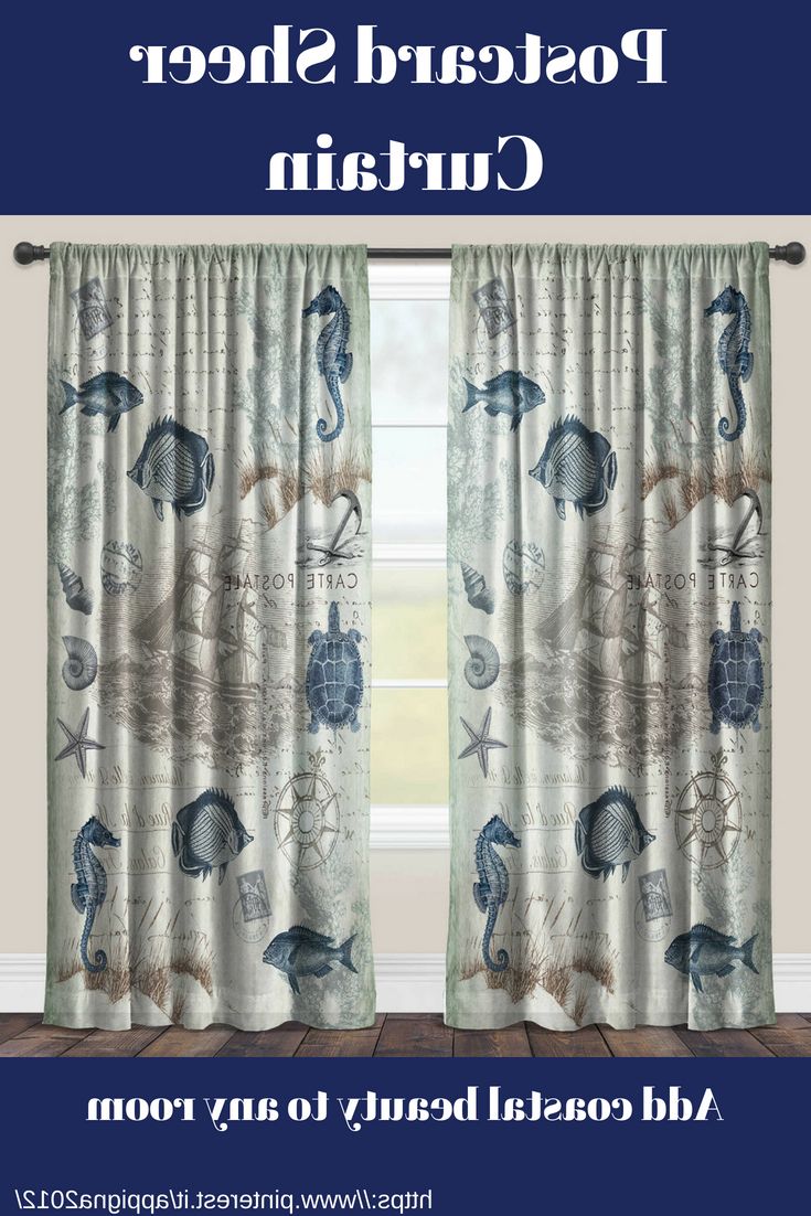 Features A Vintage Sailing Motif, Complete With Various Within Newest Vintage Sea Shore All Over Printed Window Curtains (View 5 of 20)