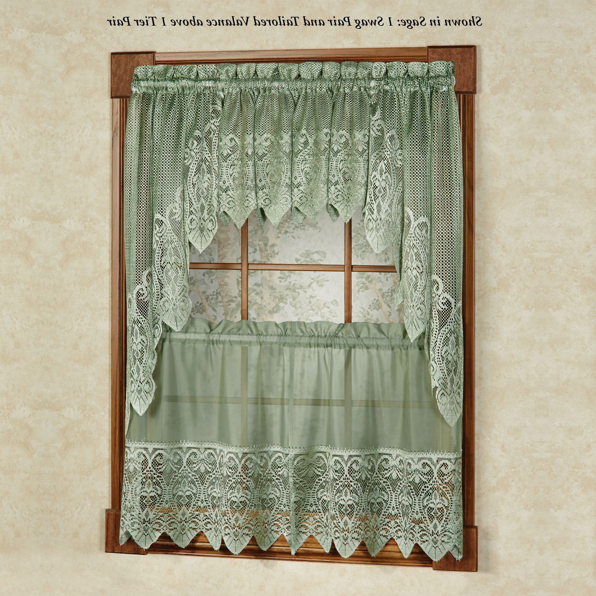Floral Embroidered Sheer Kitchen Curtain Tiers, Swags And Valances With Favorite Valerie Macrame Sheer Tier Window Treatment (View 18 of 20)