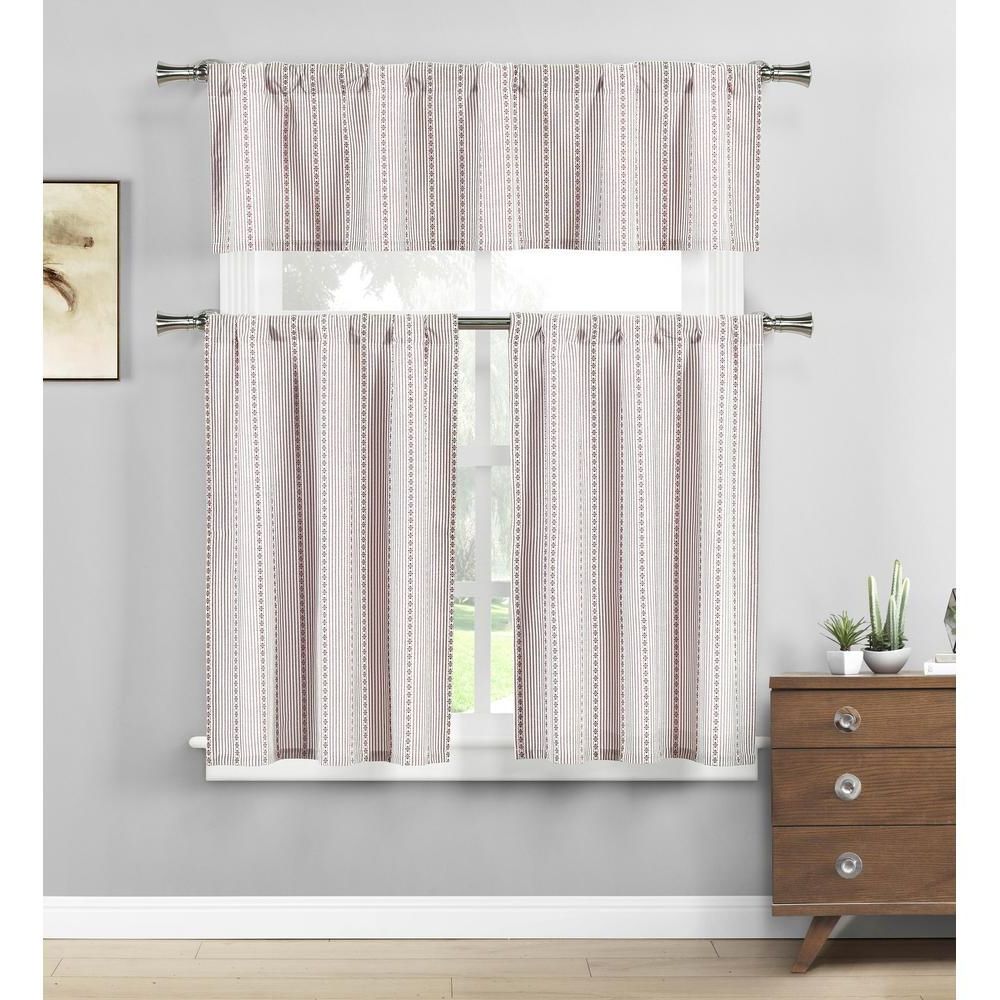 Kitchen Burgundy/white Curtain Sets With Regard To Fashionable Duck River Kylie Burgundy White Kitchen Curtain Set – 58 In (View 5 of 20)