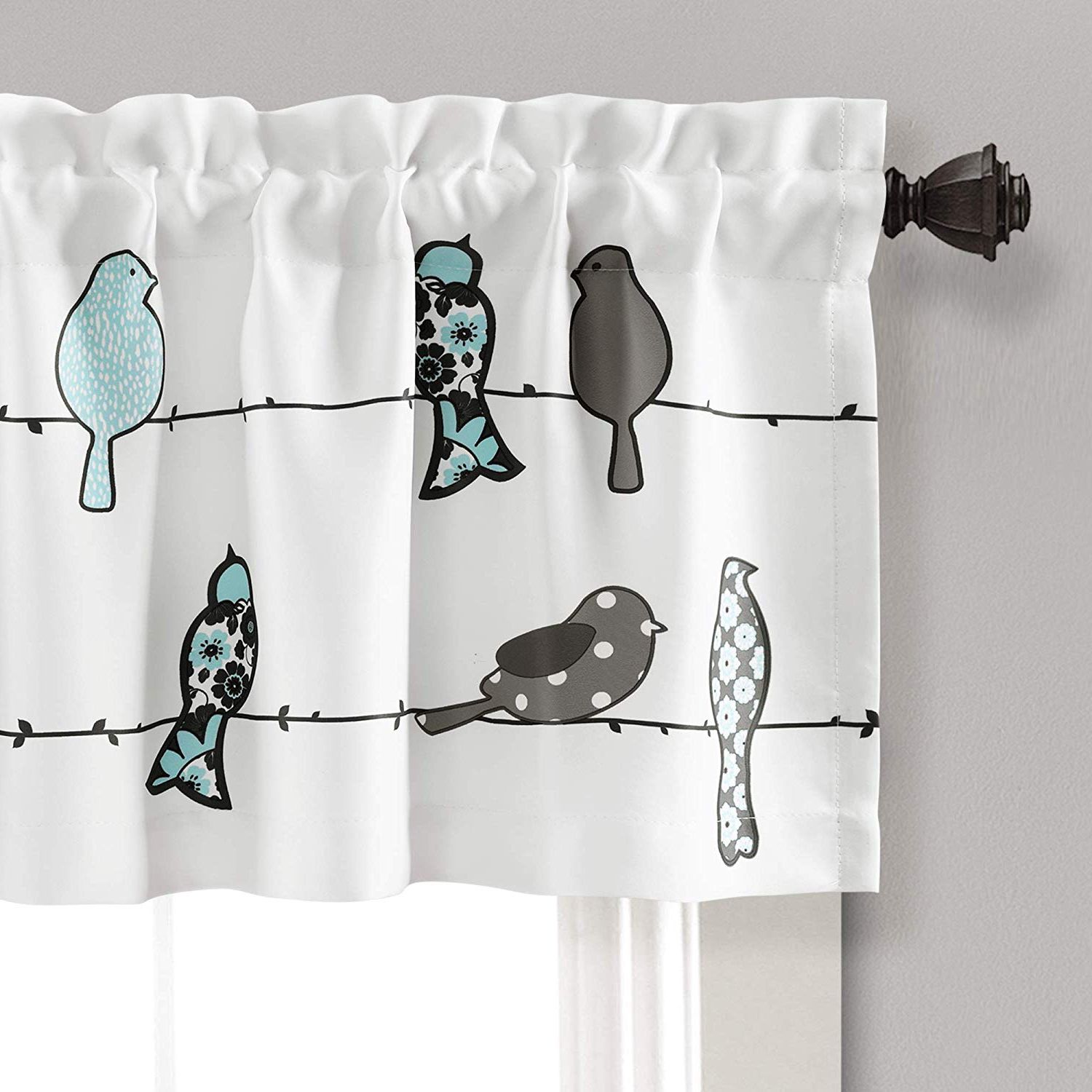 Latest Lush Decor Rowley Birds Curtain Valance (single Panel), 18” X 52”, Blue And  Gray, L, Blue & Gray Throughout Rowley Birds Valances (View 1 of 20)
