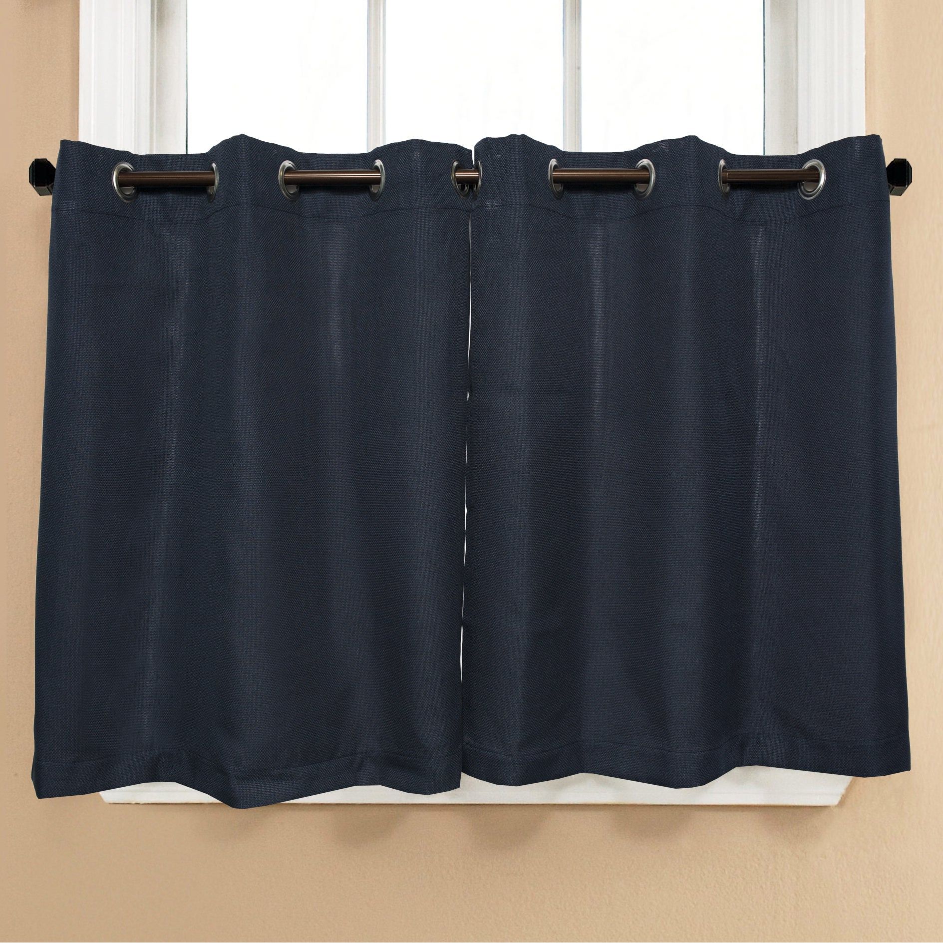 Modern Subtle Texture Solid White Kitchen Curtain Parts With Grommets Tier And Valance Options Within Fashionable Modern Subtle Texture Solid Navy Kitchen Curtain Parts With Grommets  Tier  And Valance Options (View 7 of 20)