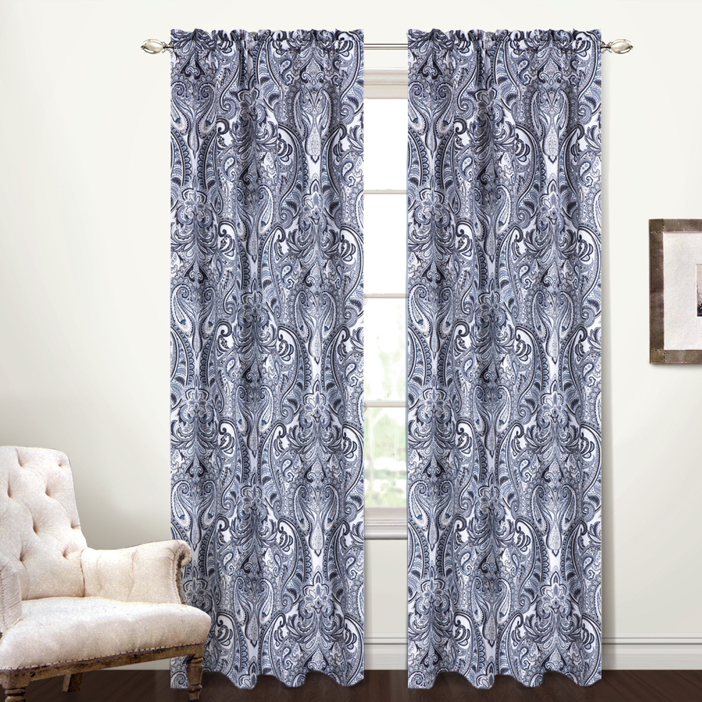 Most Popular Marine Life Motif Knitted Lace Window Curtain Pieces Pertaining To Strongsville Paisley Semi Sheer Rod Pocket Single Curtain Panel (View 18 of 20)