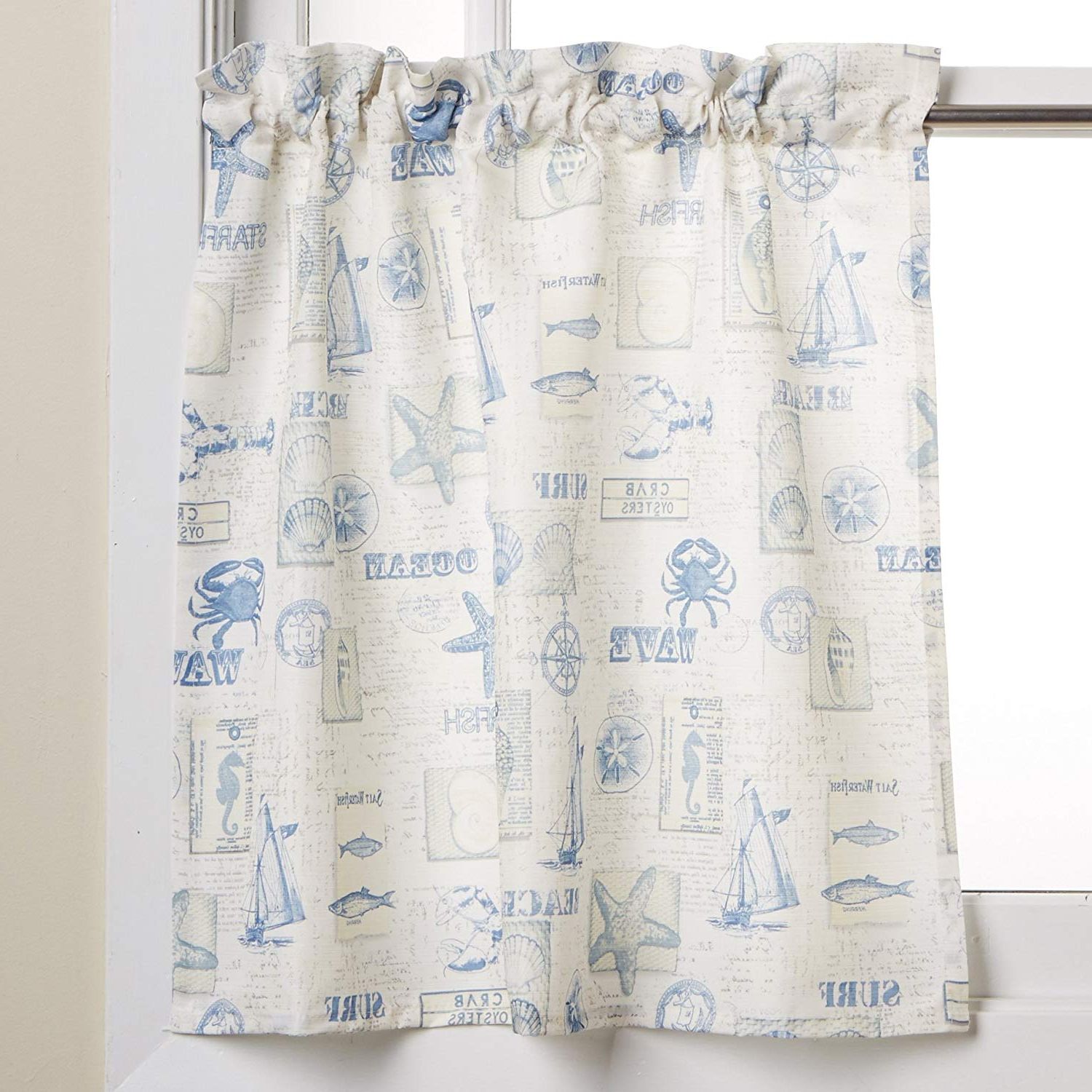 Most Recent Tranquility Curtain Tier Pairs With Regard To Lorraine Home Fashionsthe Sea Tier Pair, 60 X 24 Inch (View 17 of 20)