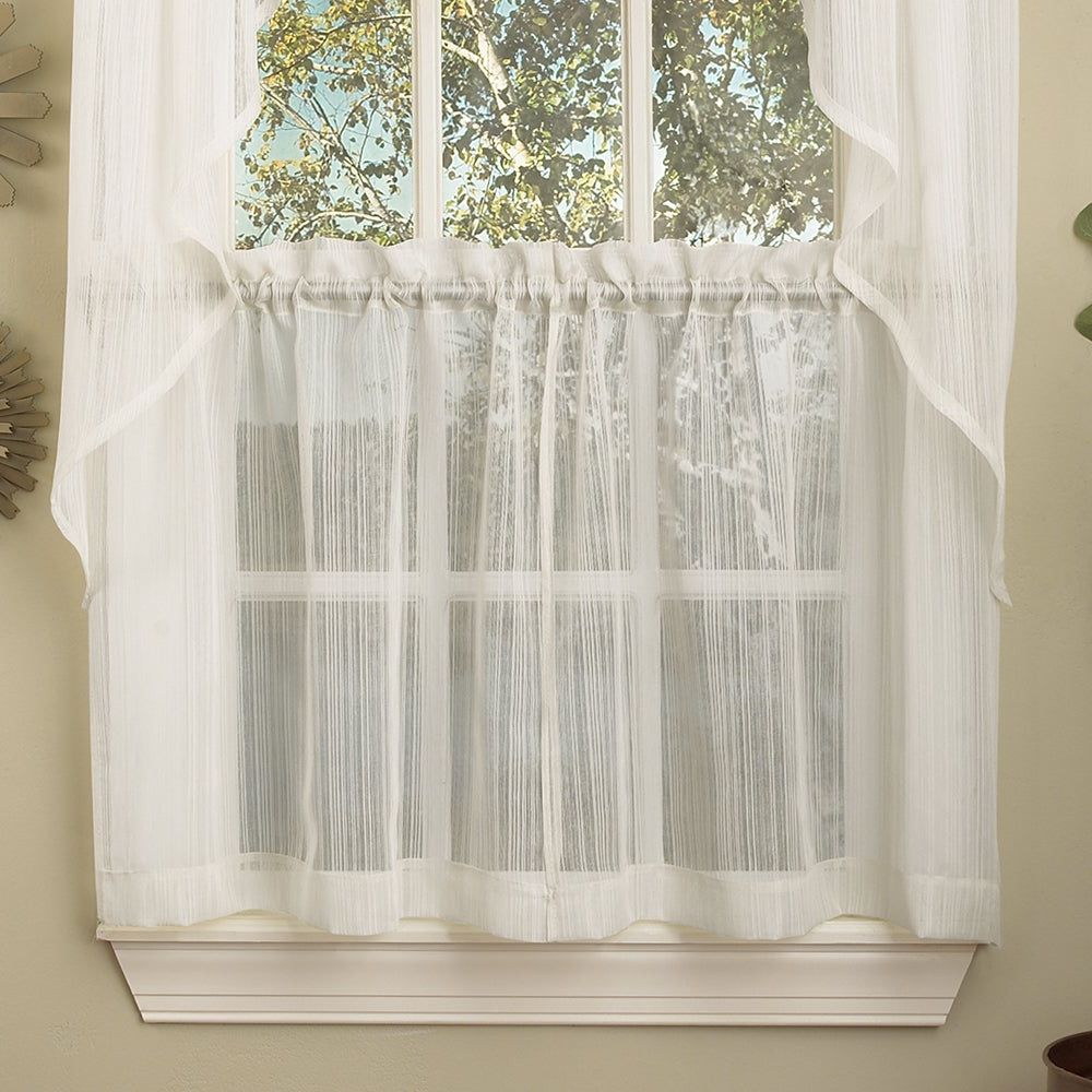 Most Up To Date White Micro Striped Semi Sheer Window Curtain Pieces – Tiers, Valance And  Swag Options With Regard To Micro Striped Semi Sheer Window Curtain Pieces (View 1 of 20)