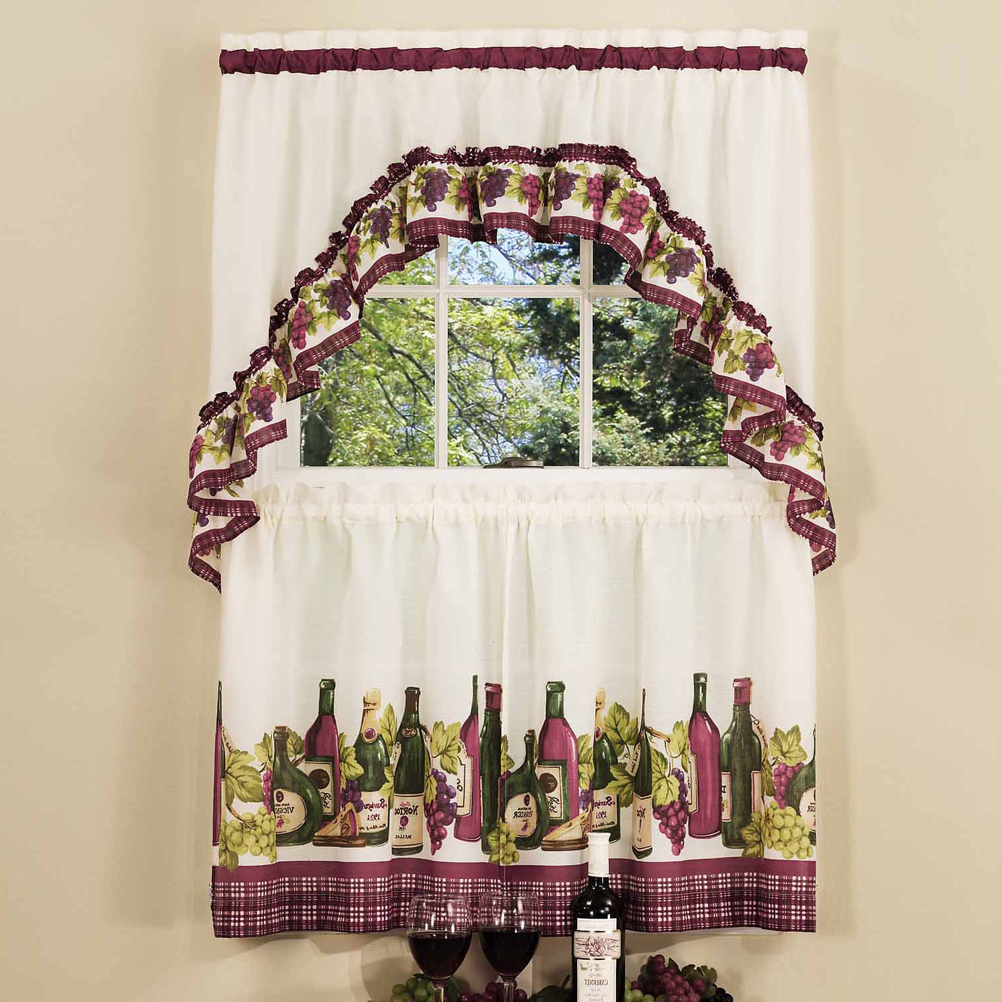 Multicolored Printed Curtain Tier And Swag Sets Within Favorite Chardonnay Kitchen Curtain & Swag Set, 1 Each (View 18 of 20)