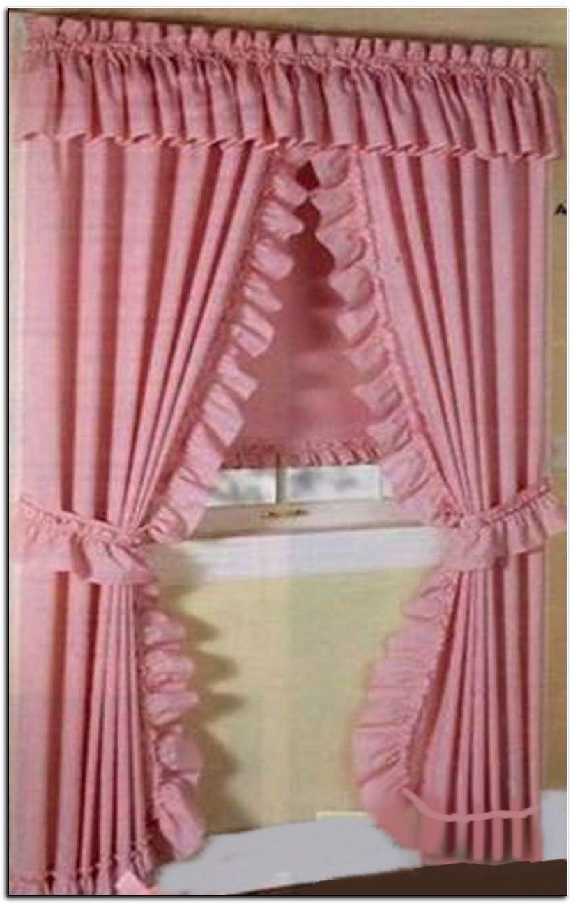 Newest Rod Pocket Cotton Solid Color Ruched Ruffle Kitchen Curtains Throughout Priscilla Curtains For Living Room (View 17 of 20)