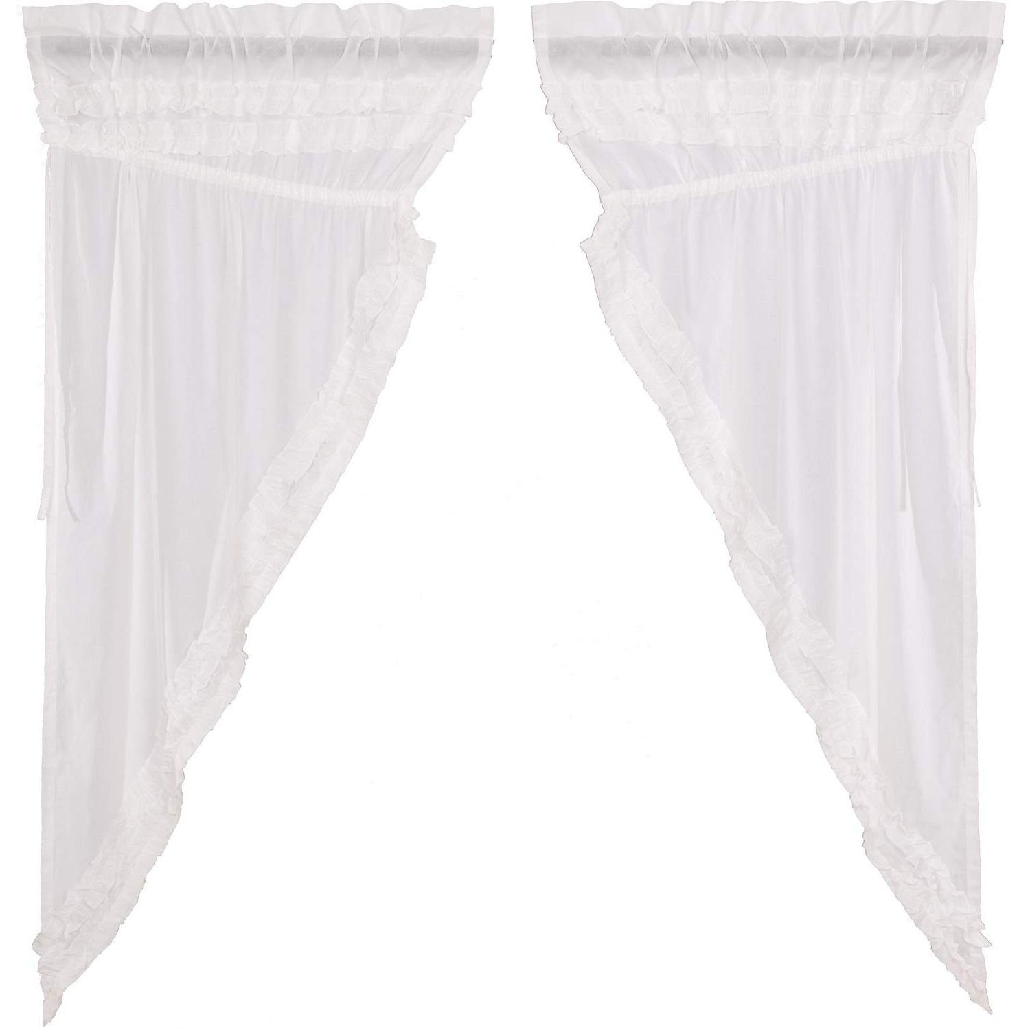 Rod Pocket Cotton Solid Color Ruched Ruffle Kitchen Curtains With Regard To Current Amazon: Vhc Brands Farmhouse Curtains White Petticoat (View 14 of 20)