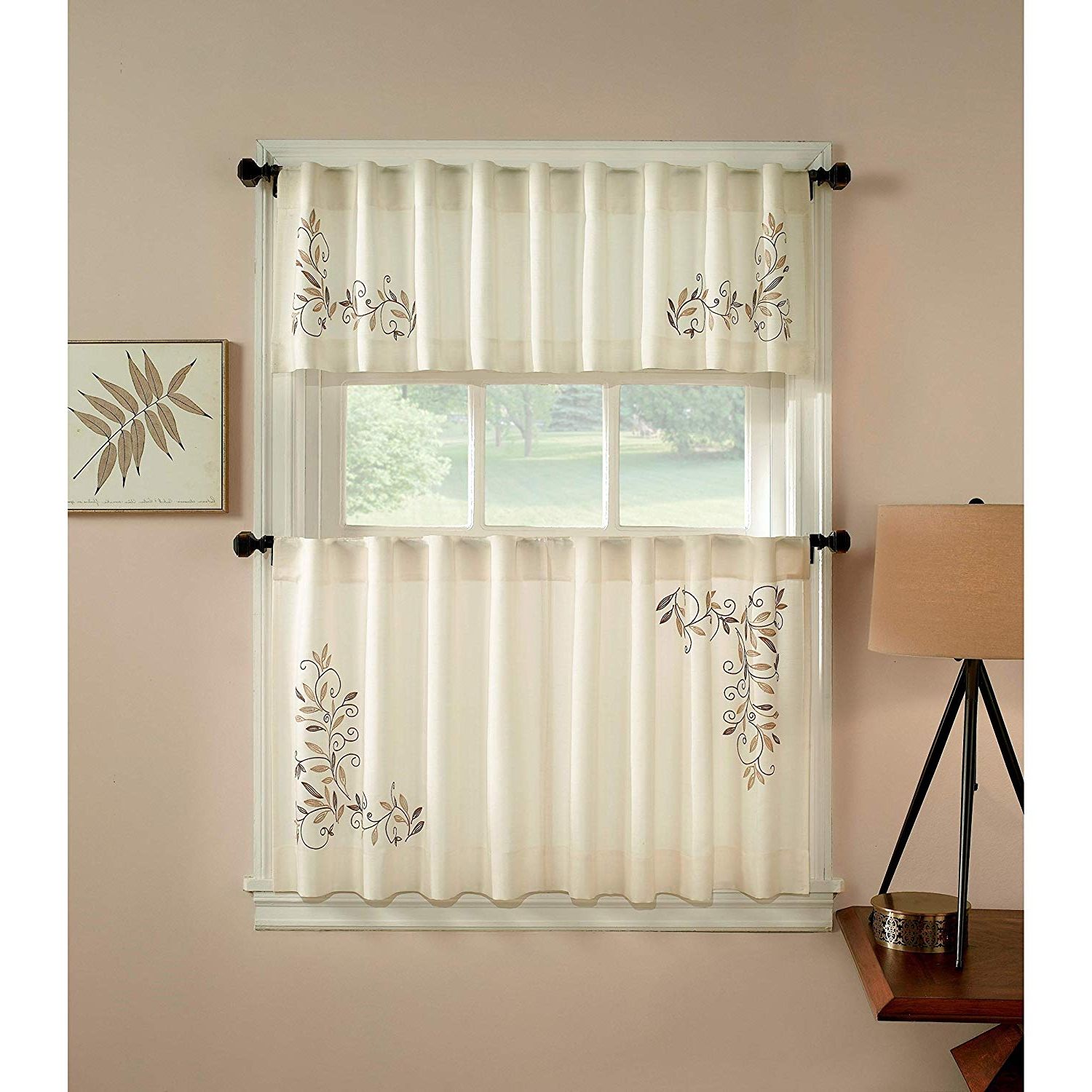 Scroll Leaf 3 Piece Curtain Tier And Valance Sets In 2021 Amazon: Chf Industries Scroll Leaf 3 Piece Curtain Tier (View 1 of 20)