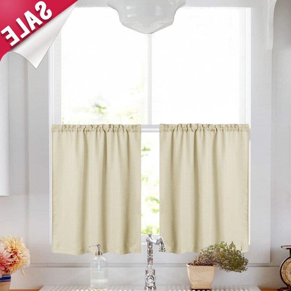 Semi Sheer Rod Pocket Kitchen Curtain Valance And Tiers Sets In Well Known Tier Curtains 36 Inch Rod Pocket For Kitchen Casual Weave Textured Cafe  Curtain Semi Sheer Short Curtain For Bathroom Half Window, 2 Panels, (View 6 of 20)