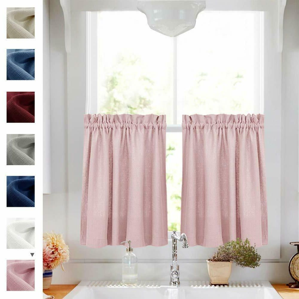Semi Sheer Short Curtains Rod Pocket Kitchen Tier Cafe Curtains, 2 Panel Pertaining To Latest Serene Rod Pocket Kitchen Tier Sets (View 13 of 20)