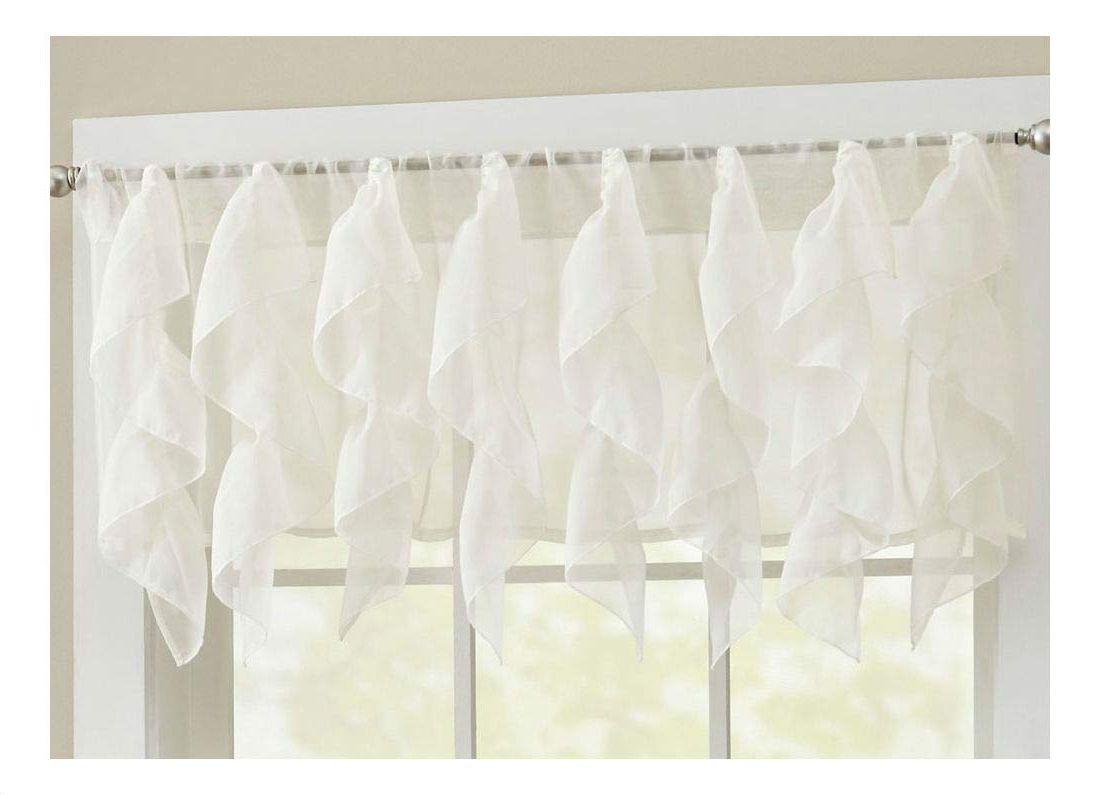 Sheer Voile Vertical Ruffle Window Kitchen Curtain 12" Valance (silver) With Most Recently Released Maize Vertical Ruffled Waterfall Valance And Curtain Tiers (View 11 of 20)