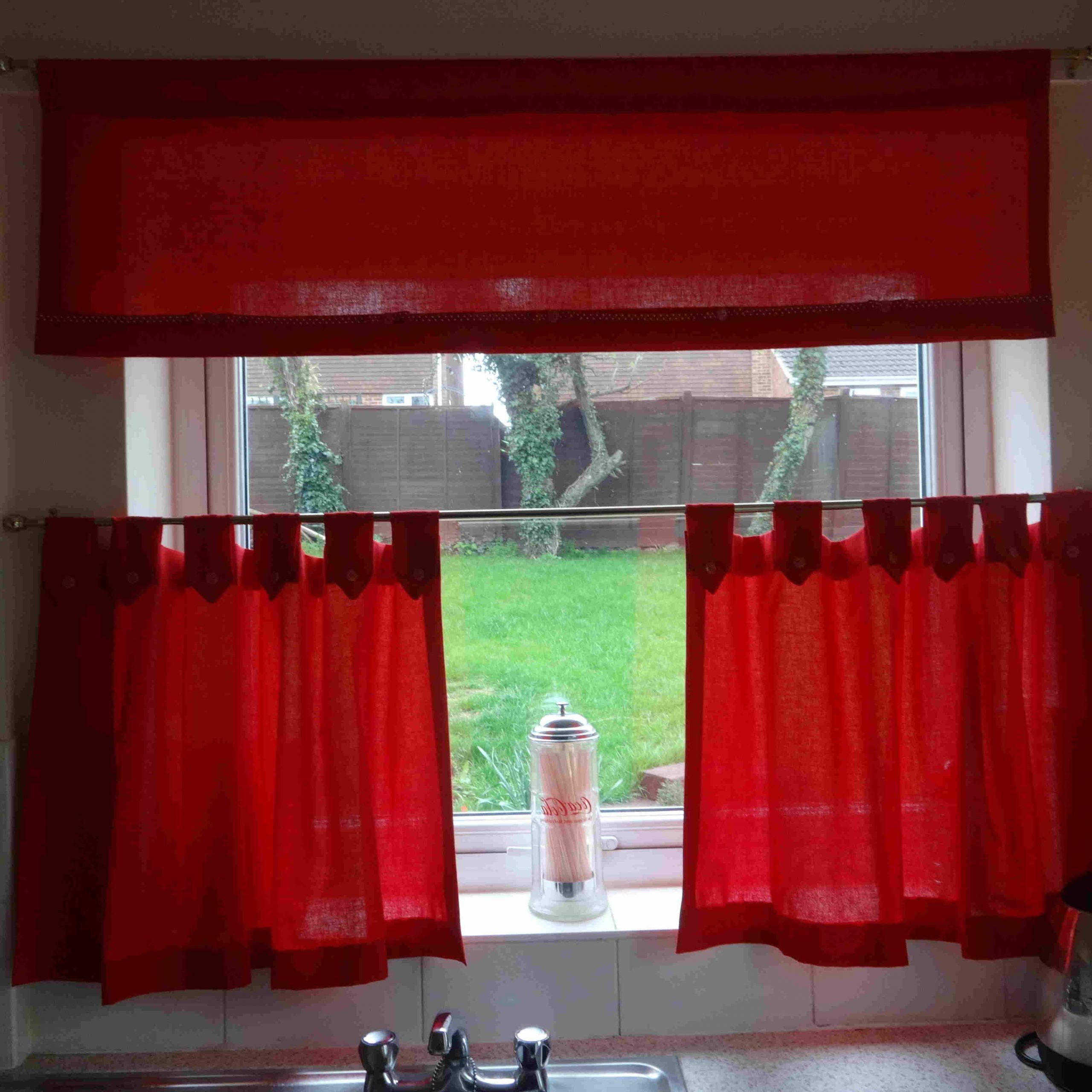 Trendy Modern Subtle Texture Solid Red Kitchen Curtains Inside Excellent Kitchen Valance Red Curtains Make Burlap For (View 9 of 20)