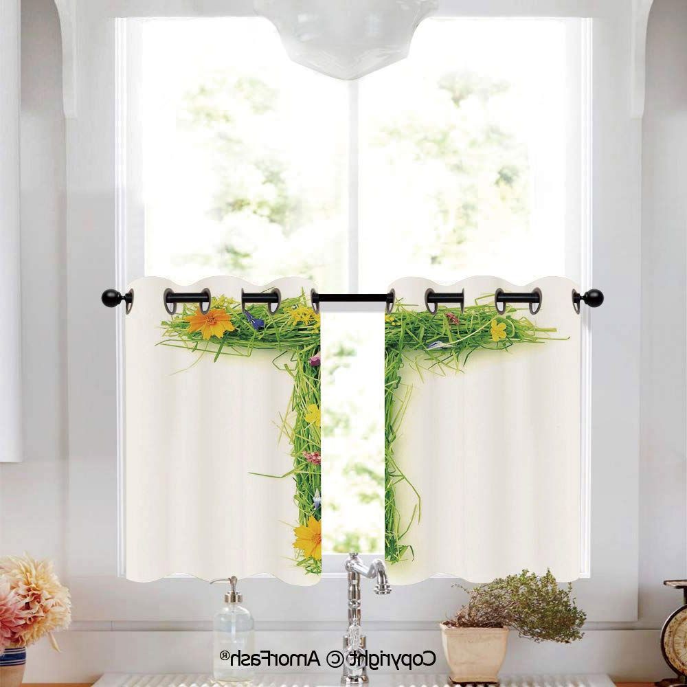 Well Known Classic Kitchen Curtain Sets For Amazon: Putien Letter T Cafe Curtains Lattice Kitchen (View 15 of 20)