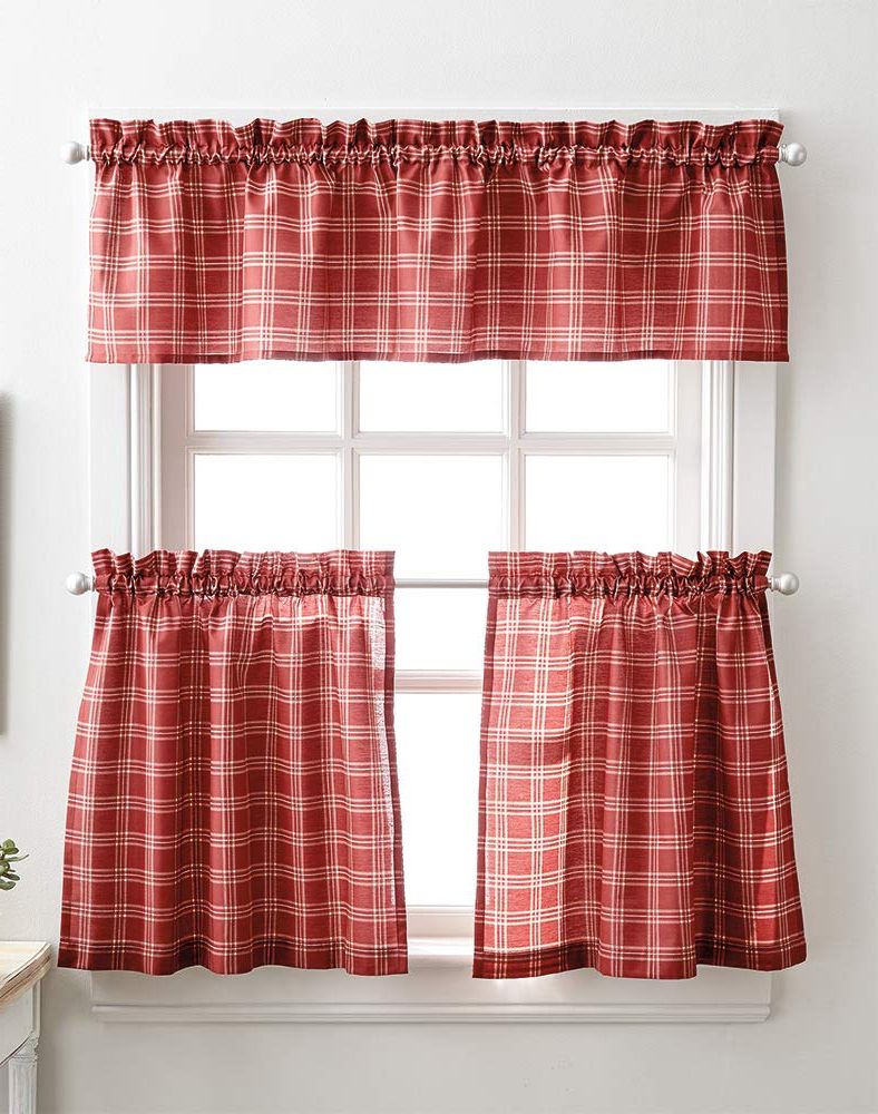Well Known Lodge Plaid 3 Piece Kitchen Curtain Tier And Valance Sets Within Classic Lodge Plaid 3 Piece Kitchen Curtain Tier And Valance Set, Grey (View 1 of 20)