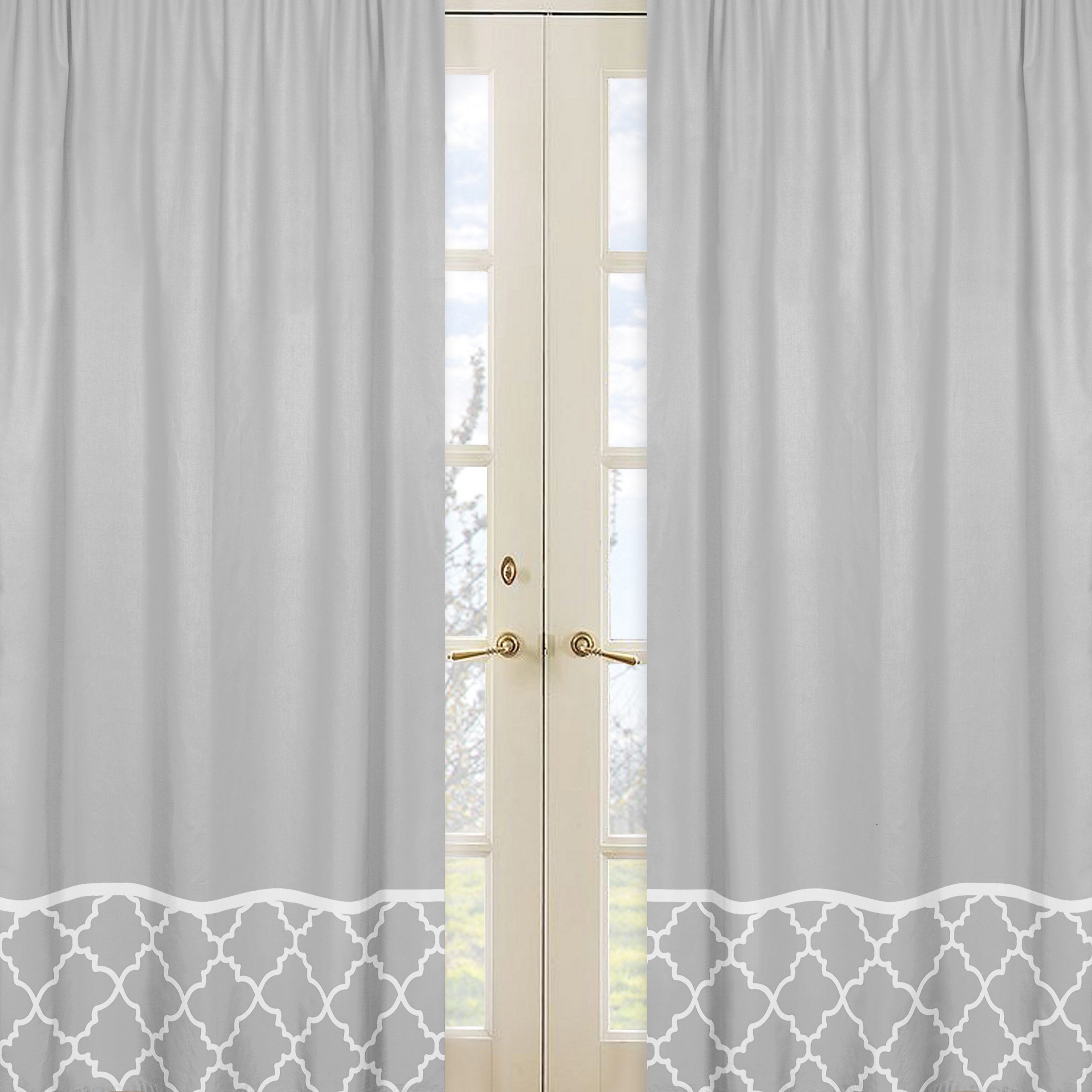 White Micro Striped Semi Sheer Window Curtain Pieces Pertaining To Popular Sweet Jojo Designs Trellis Geometric Semi Sheer Rod Pocket (View 14 of 20)