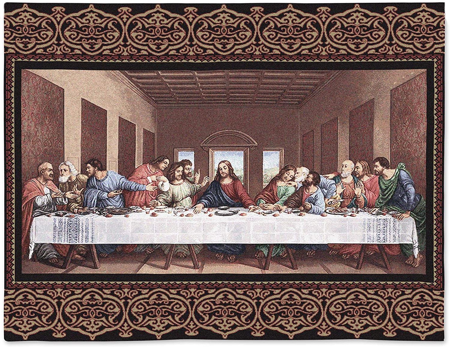 Best And Newest Blended Fabric Leonardo Davinci The Last Supper Wall Hangings Regarding Pure Country Weavers – The Last Supper Hand Finished European Style  Jacquard Woven Wall Tapestry (View 16 of 20)